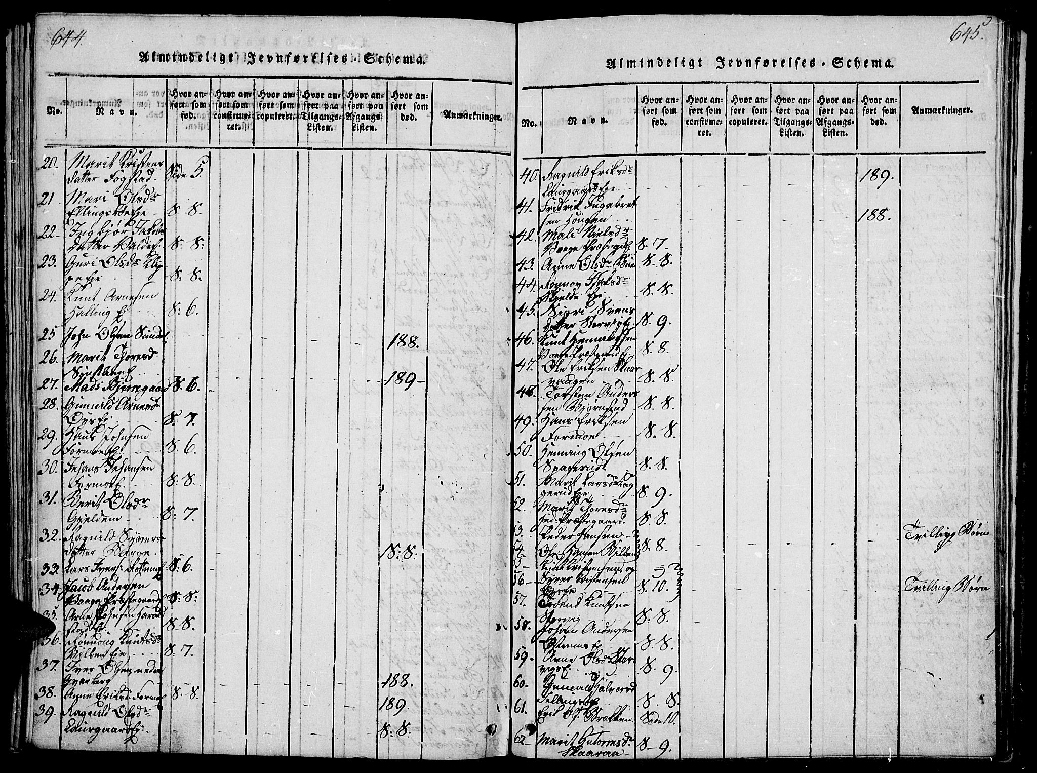 Vågå prestekontor, AV/SAH-PREST-076/H/Ha/Haa/L0003: Ministerialbok nr. 3, 1815-1827, s. 644-645