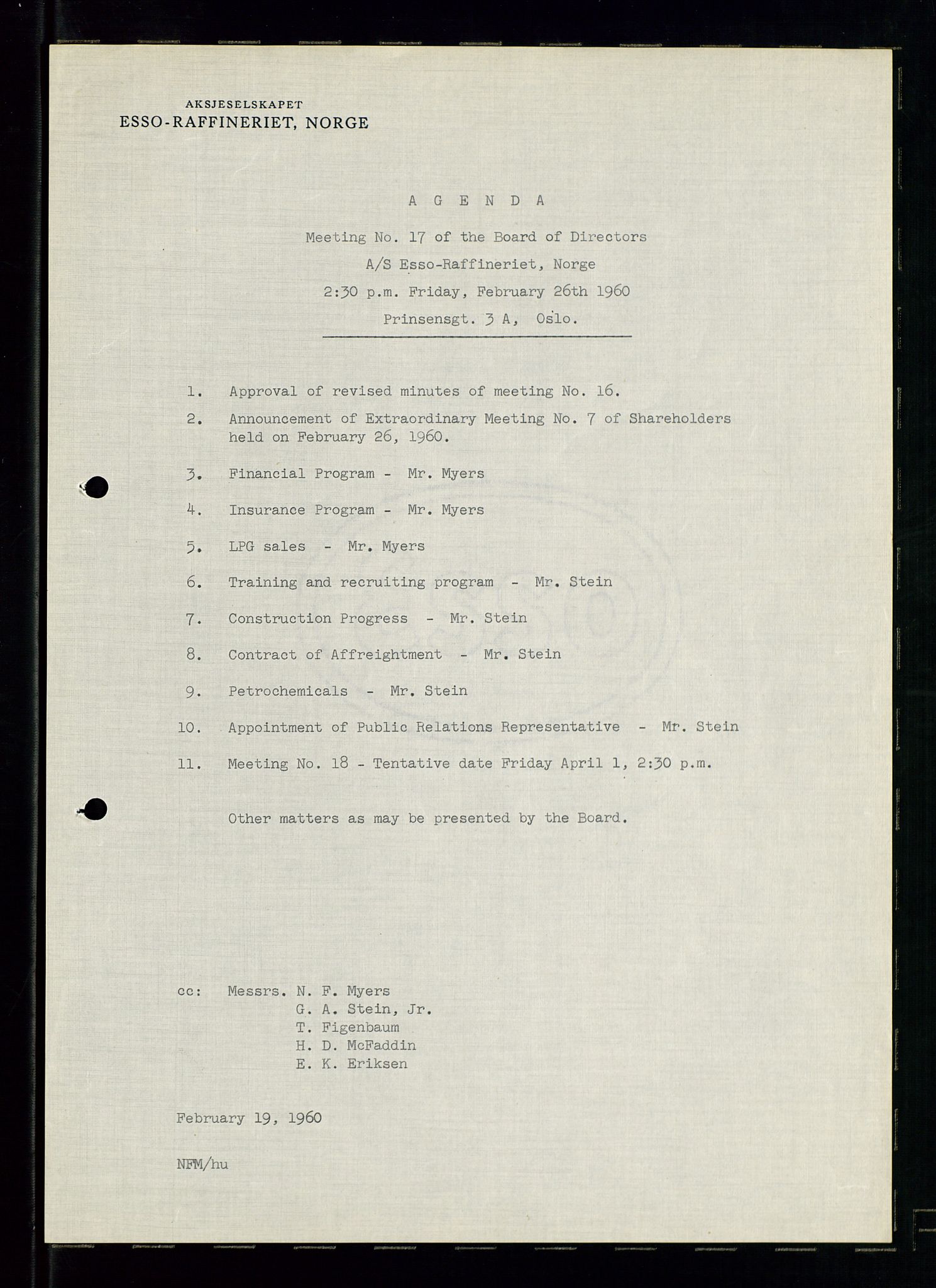 PA 1537 - A/S Essoraffineriet Norge, AV/SAST-A-101957/A/Aa/L0001/0001: Styremøter / Styremøter, board meetings, 1959-1961, s. 192