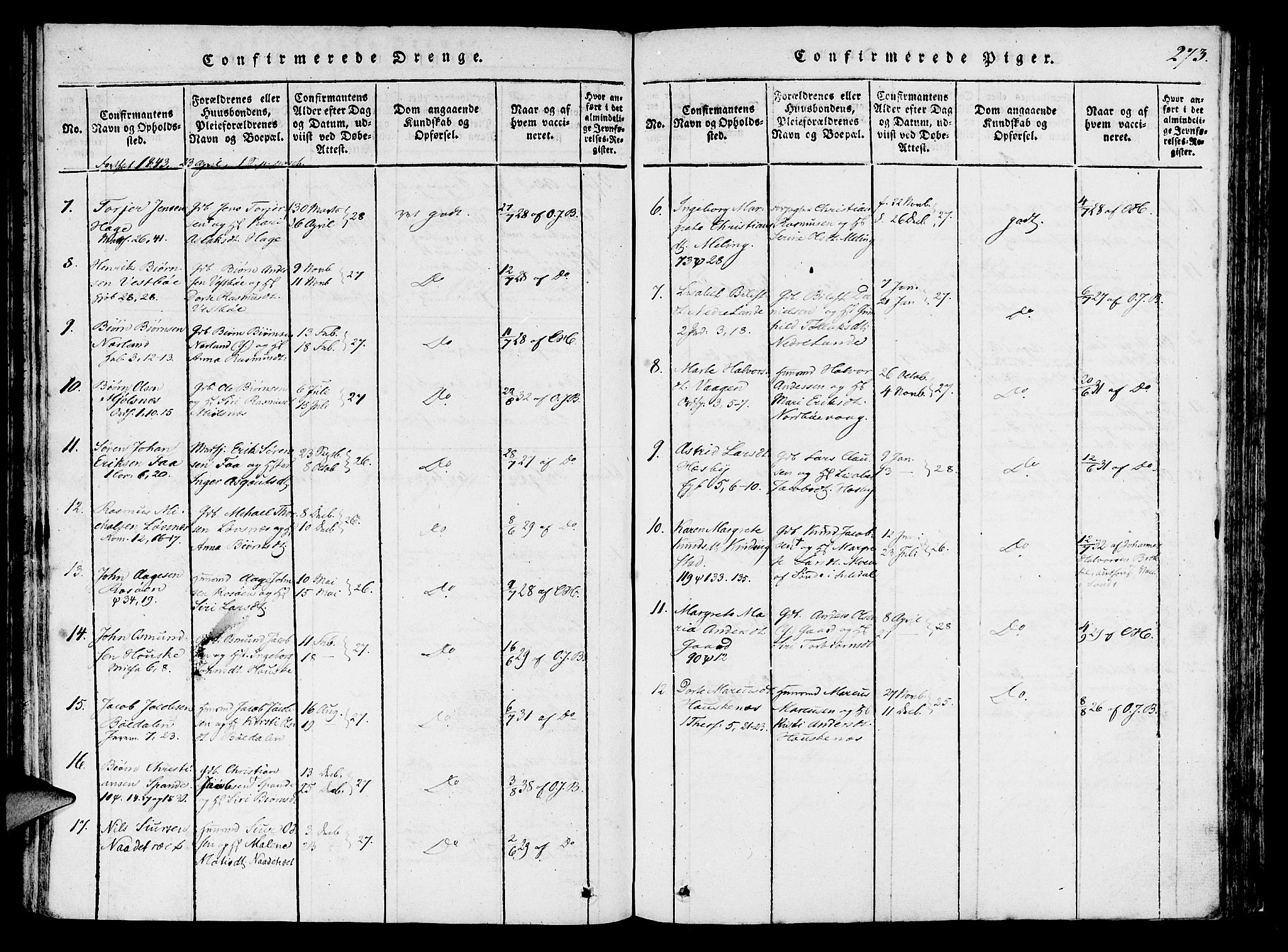 Finnøy sokneprestkontor, SAST/A-101825/H/Ha/Haa/L0006: Ministerialbok nr. A 6, 1816-1846, s. 273