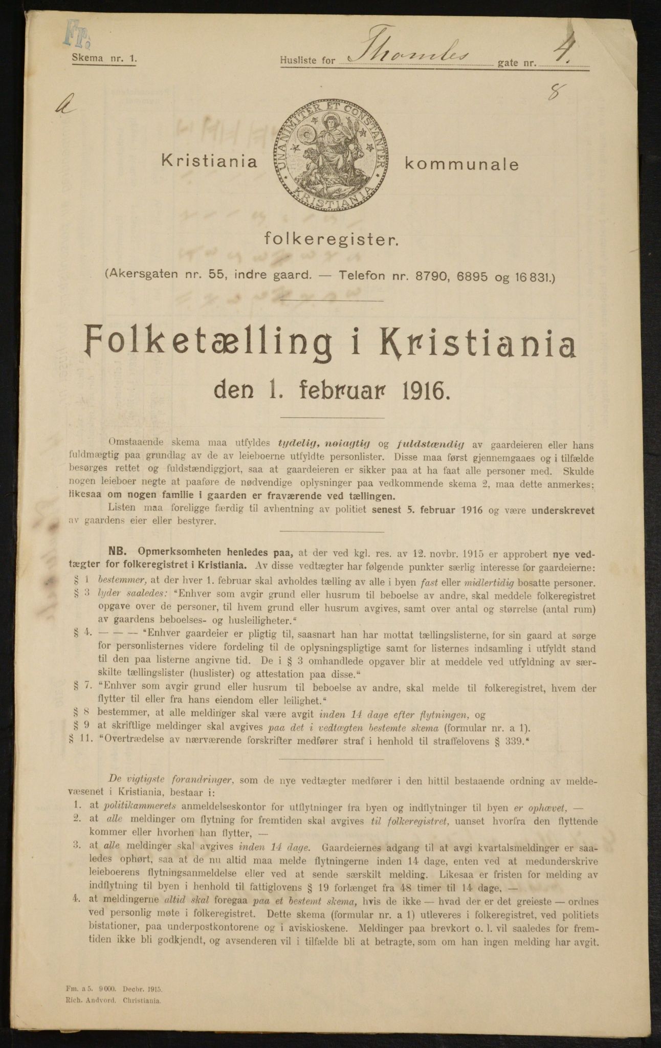 OBA, Kommunal folketelling 1.2.1916 for Kristiania, 1916, s. 112316