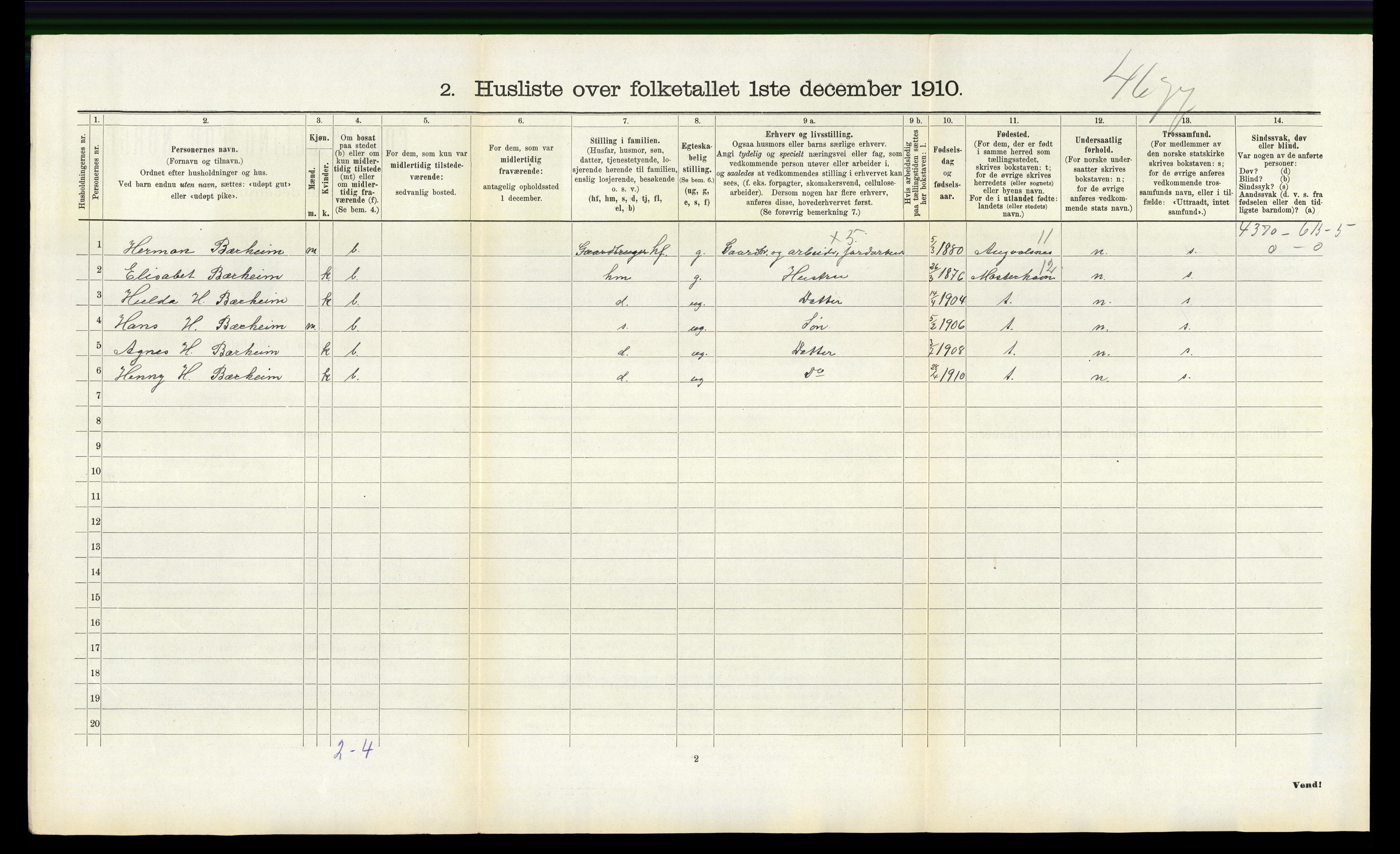 RA, Folketelling 1910 for 1123 Høyland herred, 1910, s. 1701