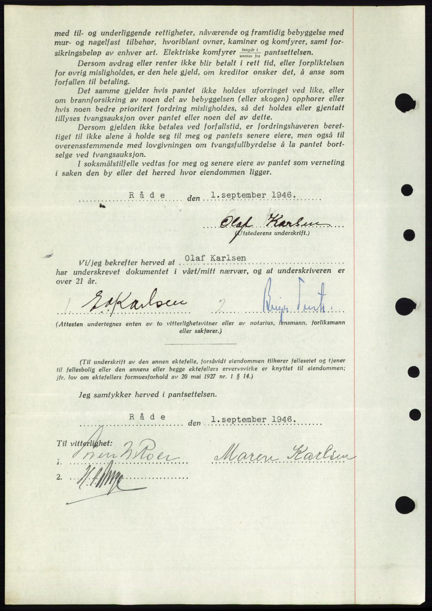 Moss sorenskriveri, SAO/A-10168: Pantebok nr. B15, 1946-1946, Dagboknr: 2096/1946