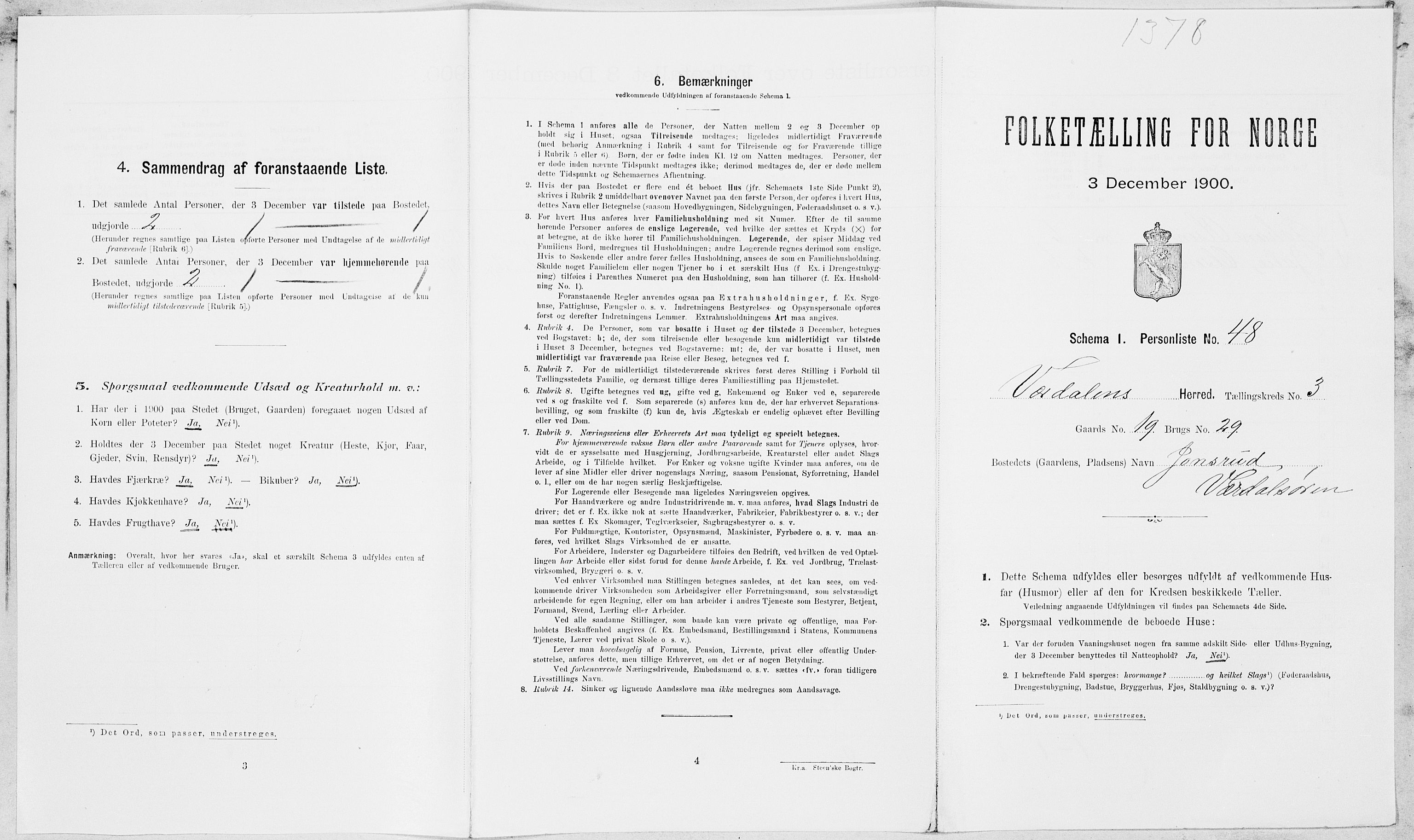 SAT, Folketelling 1900 for 1721 Verdal herred, 1900, s. 499