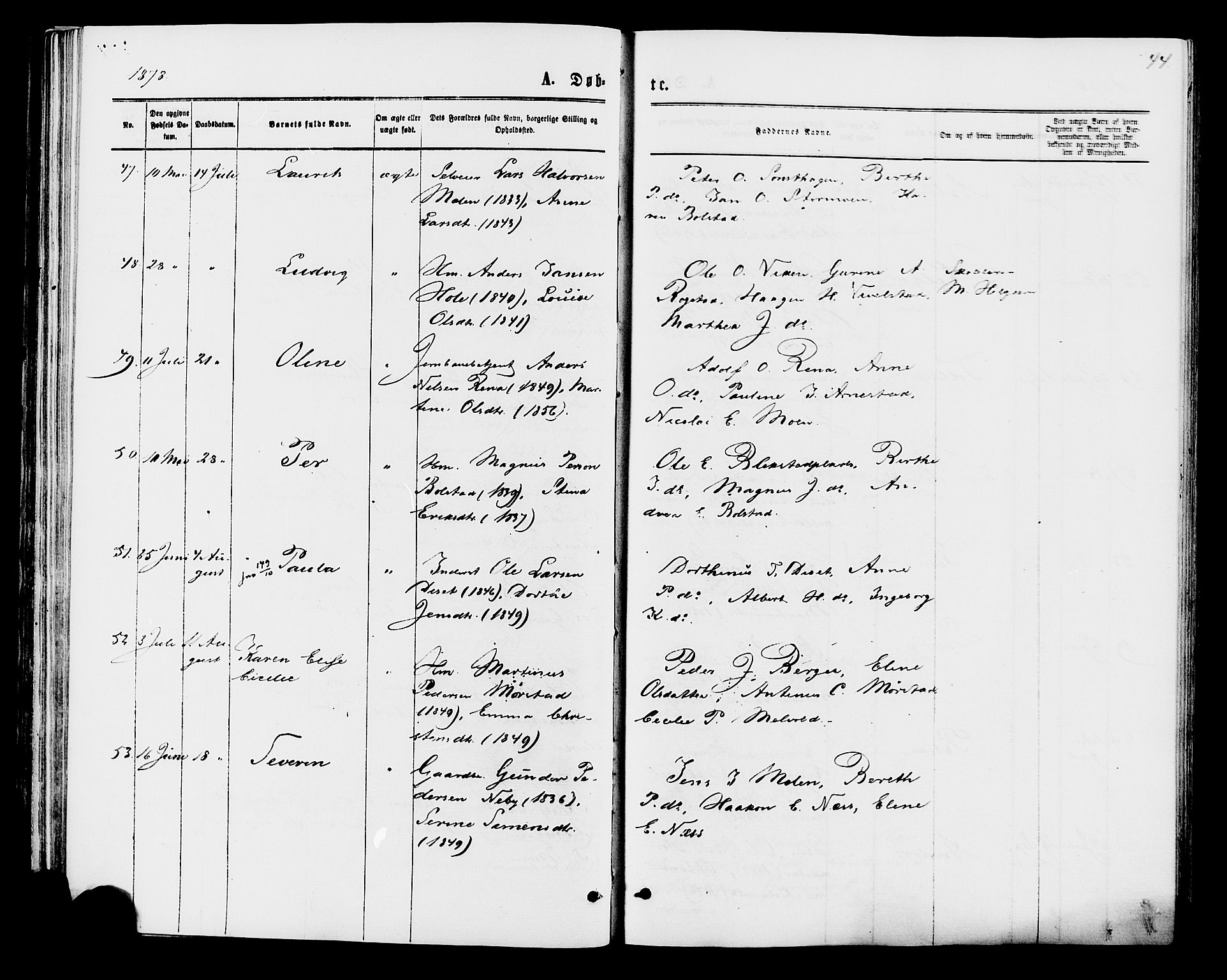 Åmot prestekontor, Hedmark, AV/SAH-PREST-056/H/Ha/Haa/L0009: Ministerialbok nr. 9, 1875-1883, s. 44