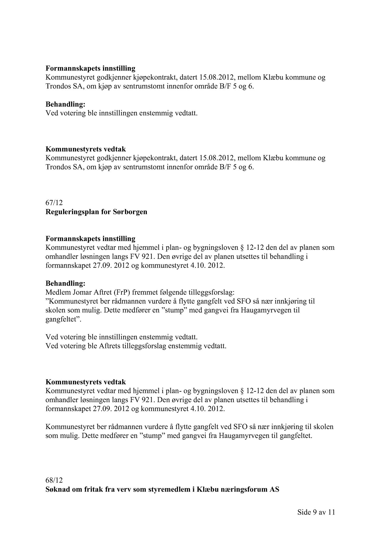 Klæbu Kommune, TRKO/KK/01-KS/L005: Kommunestyret - Møtedokumenter, 2012, s. 1498