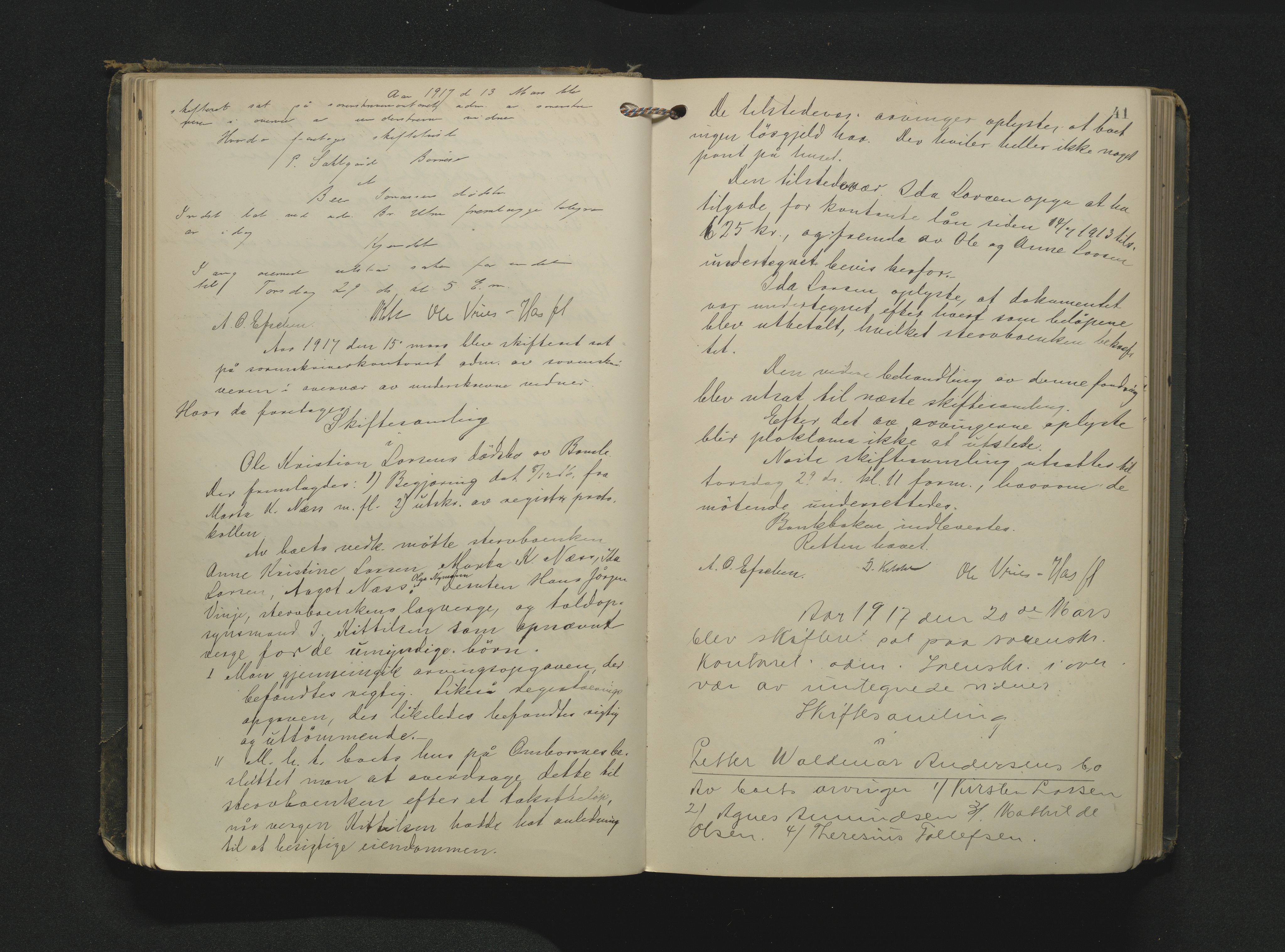 Bamble sorenskriveri, AV/SAKO-A-214/H/Hb/Hbc/L0019: Skifteforhandlingsprotokoll, 1916-1924, s. 41