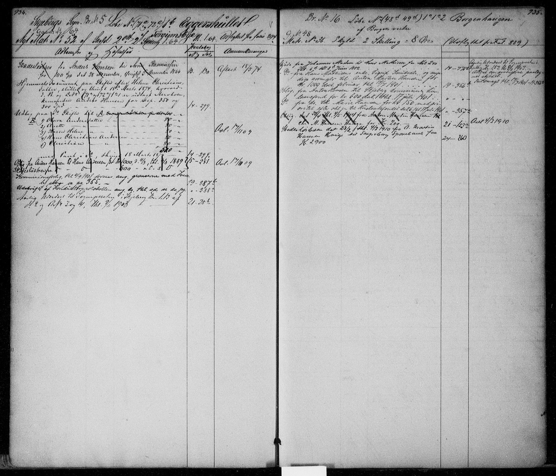 Idd og Marker sorenskriveri, AV/SAO-A-10283/G/Ga/Gac/L0002: Panteregister nr. II 2, 1848-1911, s. 934-935