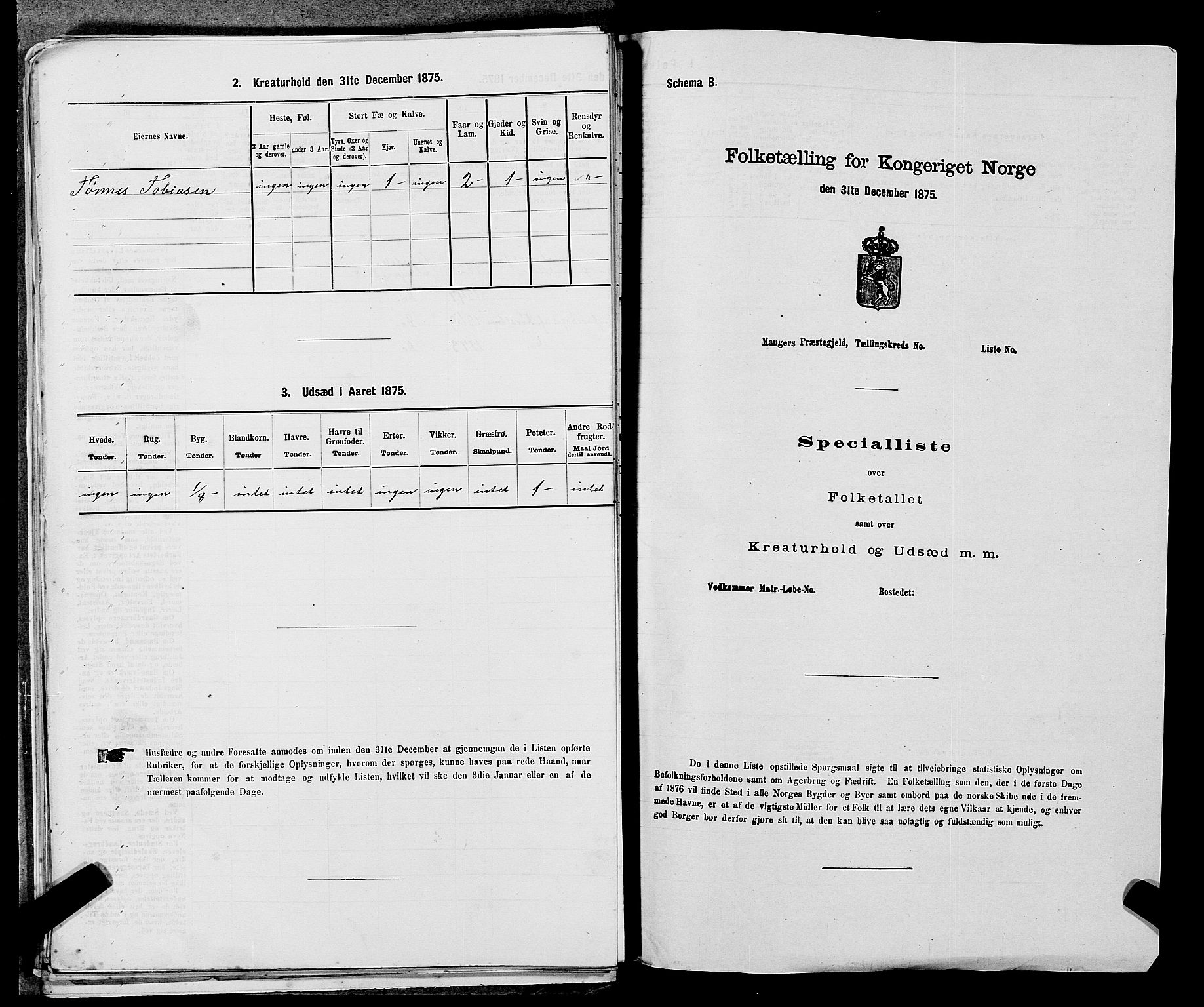 SAST, Folketelling 1875 for 1111L Sokndal prestegjeld, Sokndal landsokn, 1875, s. 261