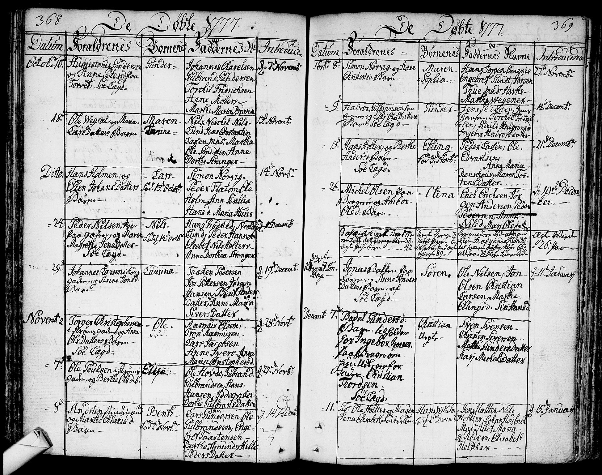 Bragernes kirkebøker, AV/SAKO-A-6/F/Fa/L0005: Ministerialbok nr. I 5, 1759-1781, s. 368-369