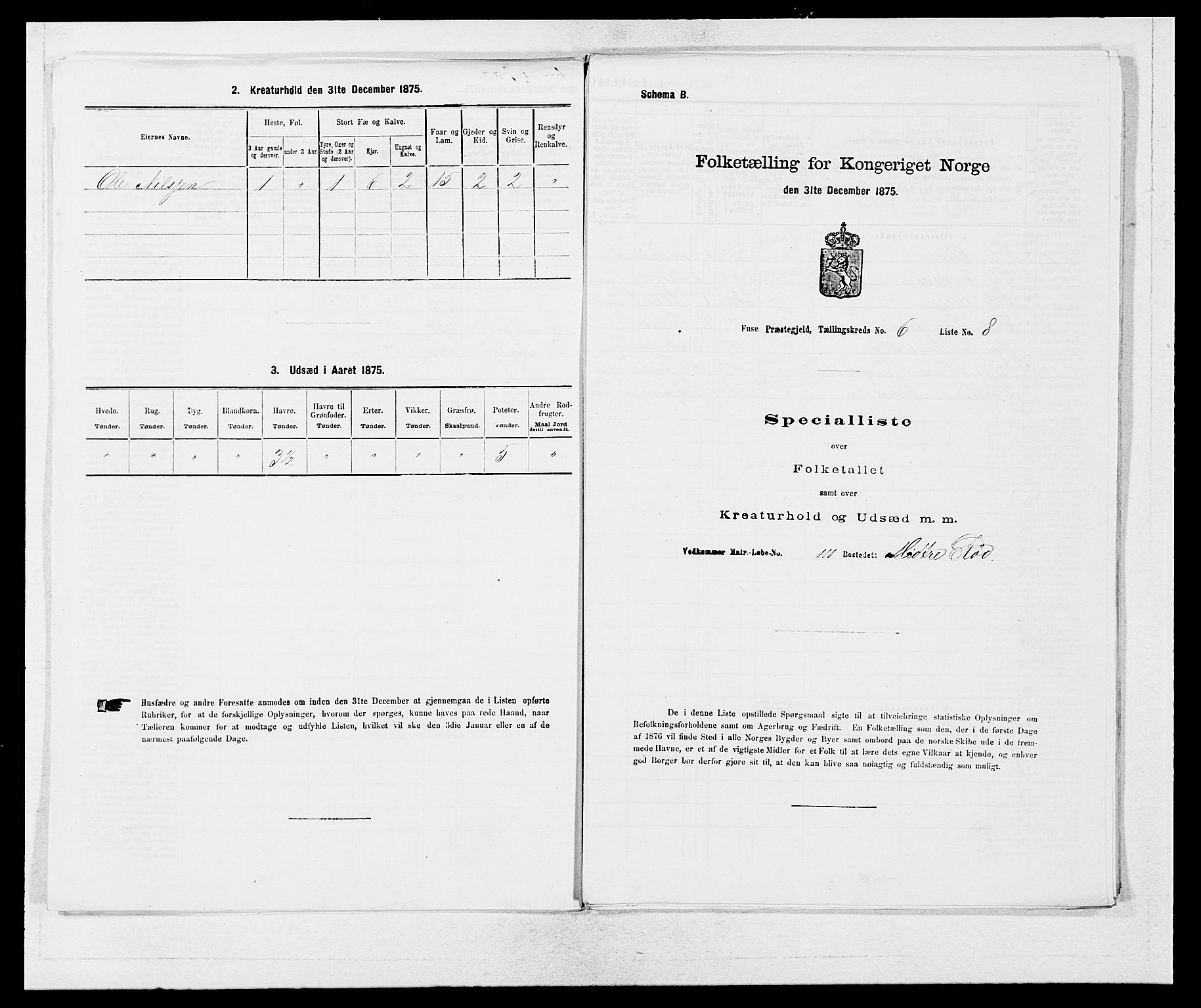 SAB, Folketelling 1875 for 1241P Fusa prestegjeld, 1875, s. 407