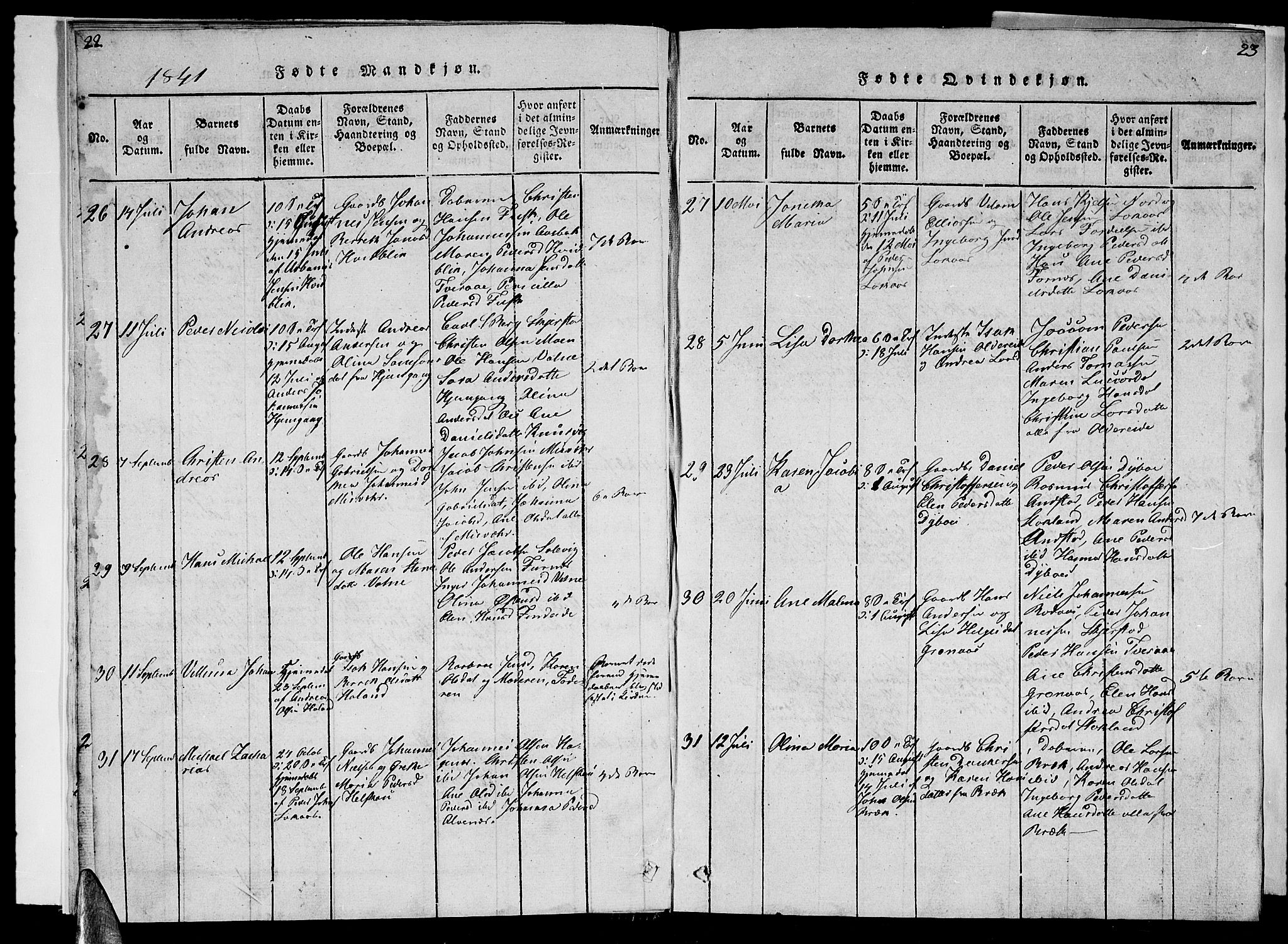 Ministerialprotokoller, klokkerbøker og fødselsregistre - Nordland, AV/SAT-A-1459/852/L0752: Klokkerbok nr. 852C03, 1840-1855, s. 22-23