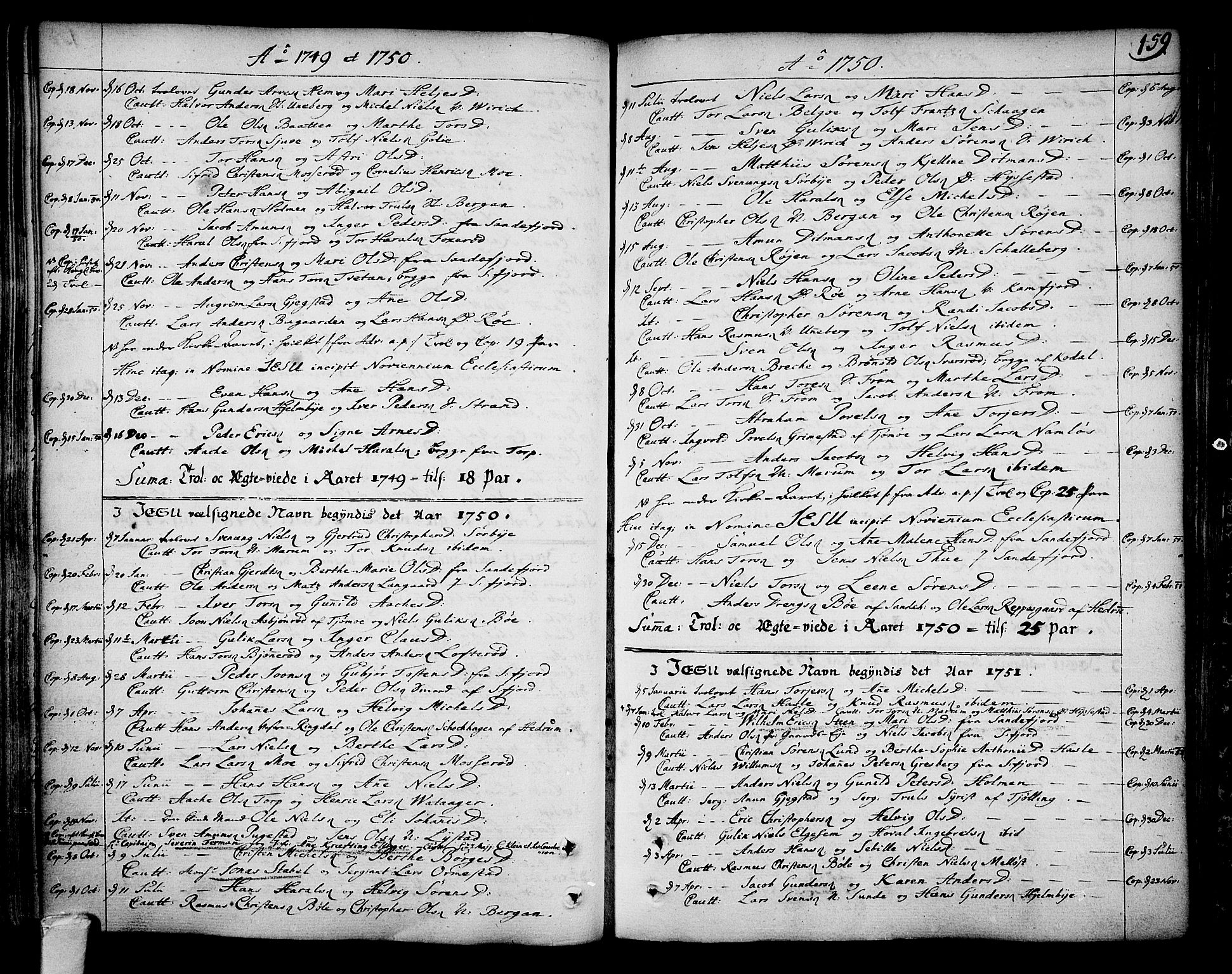 Sandar kirkebøker, AV/SAKO-A-243/F/Fa/L0002: Ministerialbok nr. 2, 1733-1788, s. 159