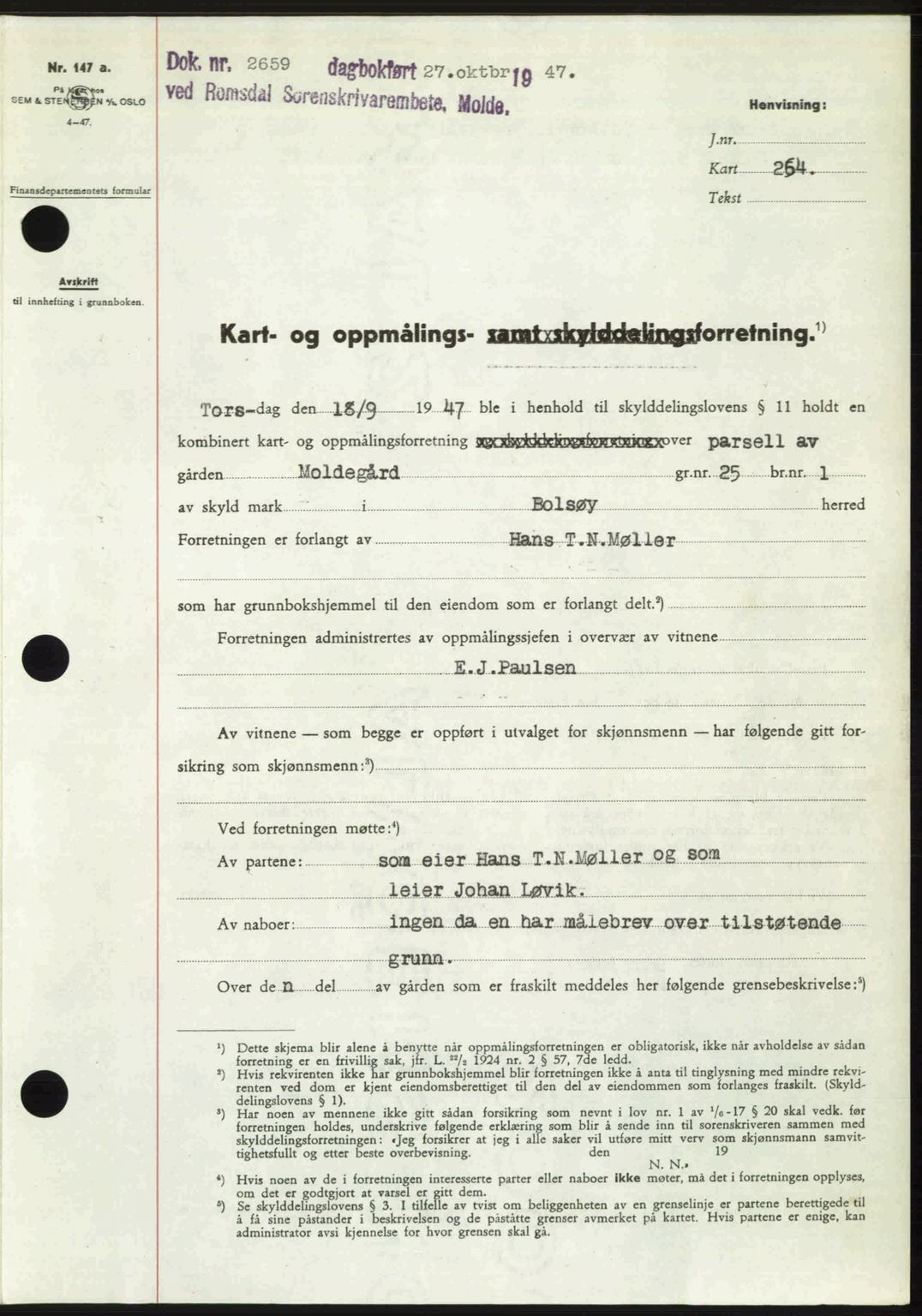 Romsdal sorenskriveri, SAT/A-4149/1/2/2C: Pantebok nr. A24, 1947-1947, Dagboknr: 2659/1947