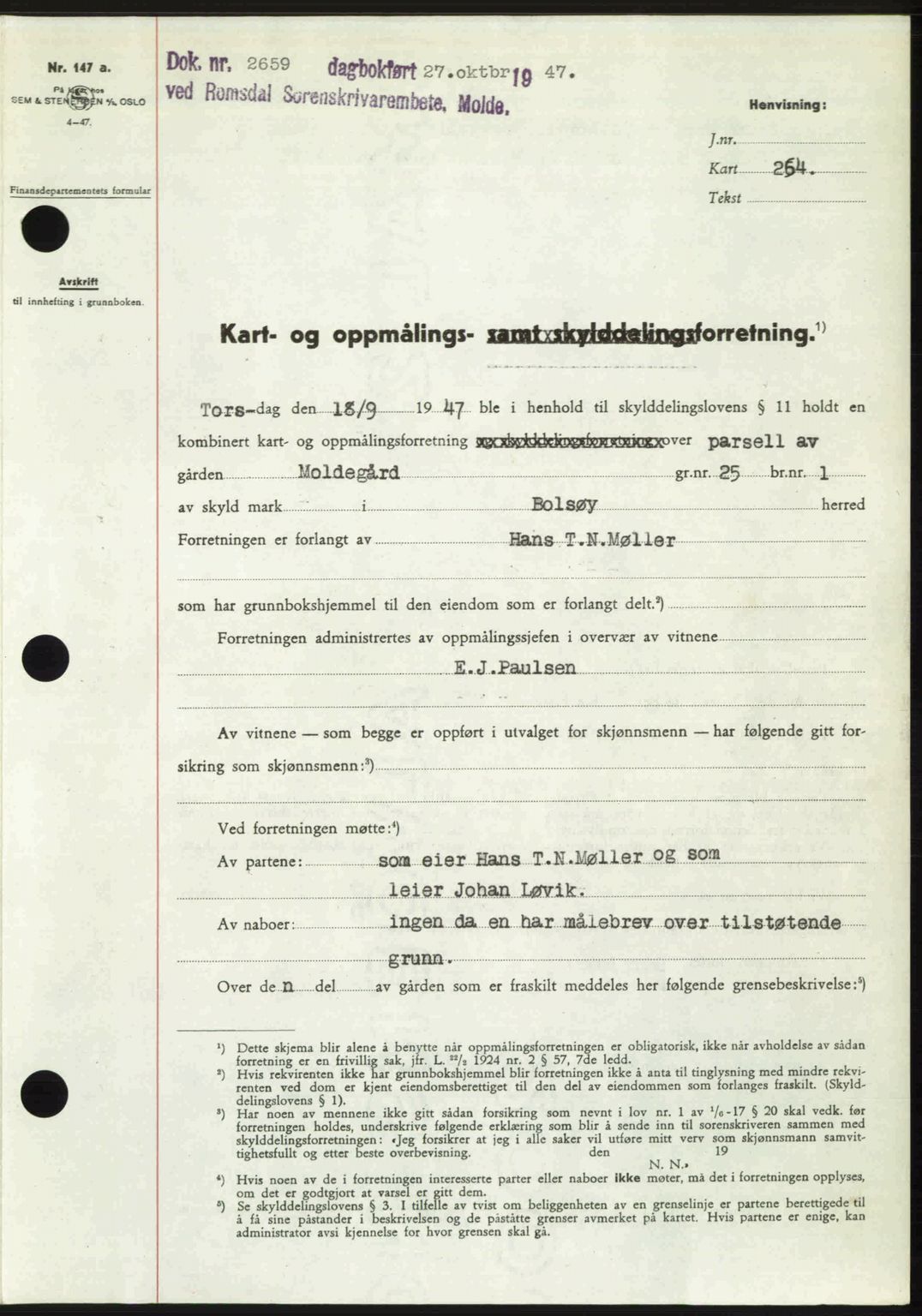 Romsdal sorenskriveri, AV/SAT-A-4149/1/2/2C: Pantebok nr. A24, 1947-1947, Dagboknr: 2659/1947