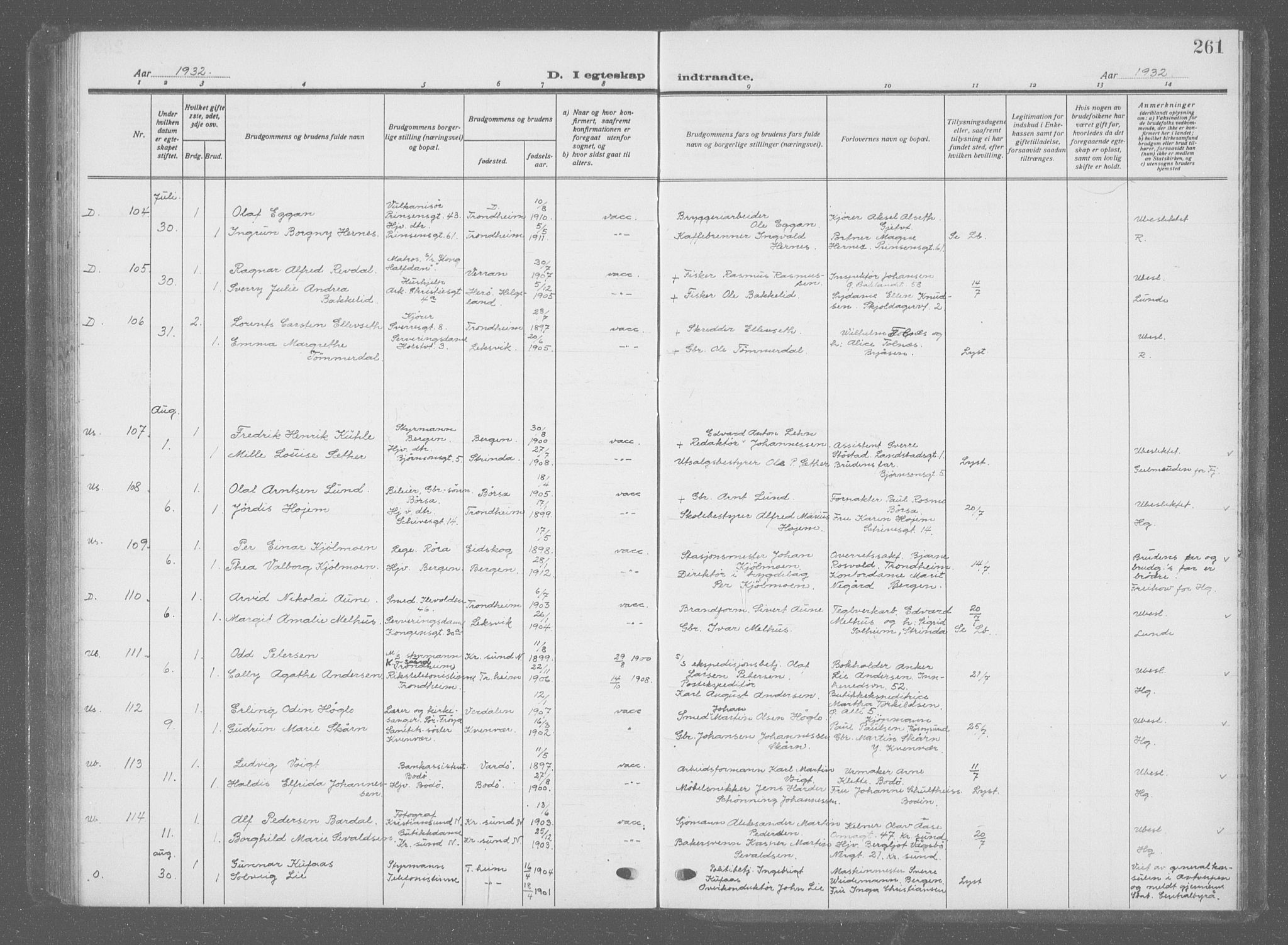 Ministerialprotokoller, klokkerbøker og fødselsregistre - Sør-Trøndelag, AV/SAT-A-1456/601/L0098: Klokkerbok nr. 601C16, 1921-1934, s. 261