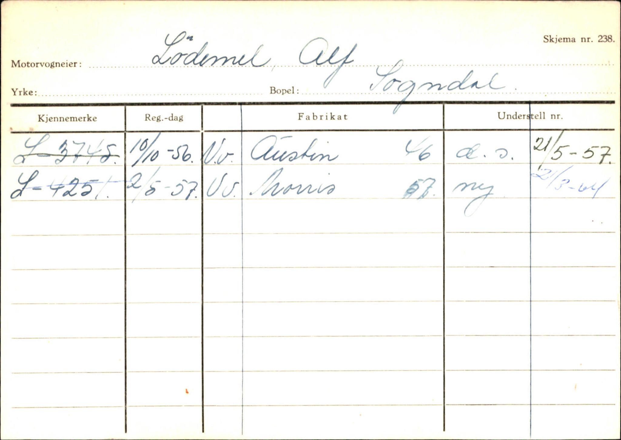 Statens vegvesen, Sogn og Fjordane vegkontor, SAB/A-5301/4/F/L0124: Eigarregister Sogndal A-U, 1945-1975, s. 1623