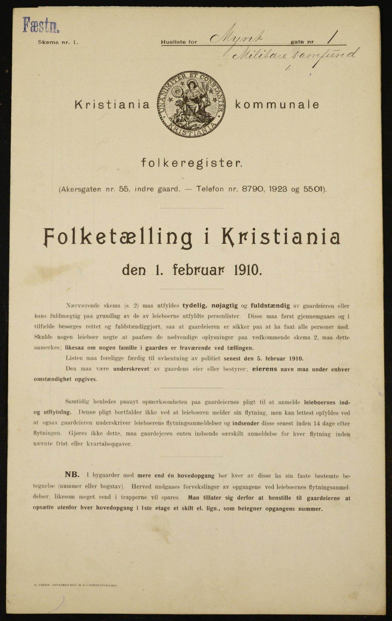 OBA, Kommunal folketelling 1.2.1910 for Kristiania, 1910, s. 65961