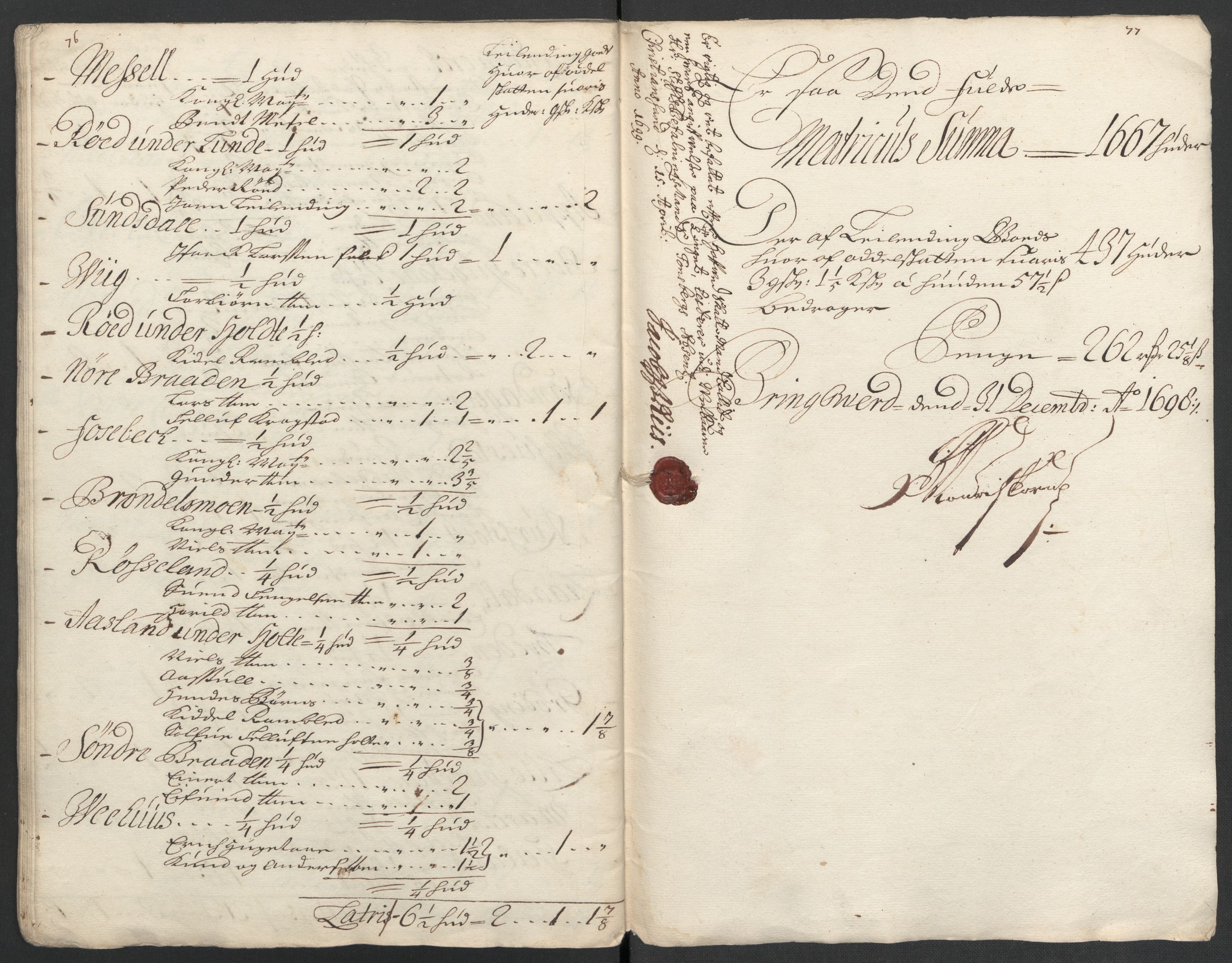 Rentekammeret inntil 1814, Reviderte regnskaper, Fogderegnskap, RA/EA-4092/R39/L2314: Fogderegnskap Nedenes, 1698-1699, s. 121