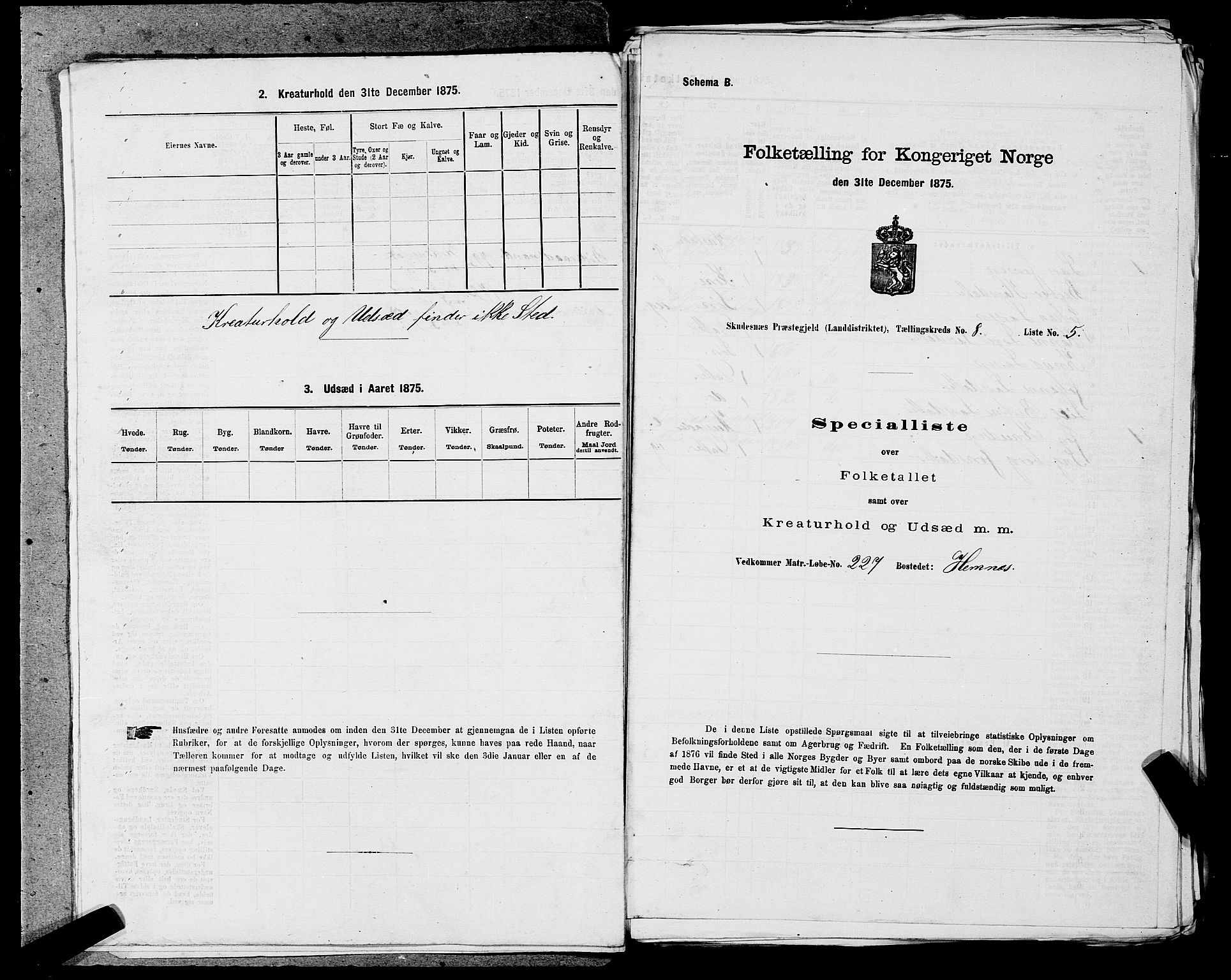 SAST, Folketelling 1875 for 1150L Skudenes prestegjeld, Falnes sokn, Åkra sokn og Ferkingstad sokn, 1875, s. 1059