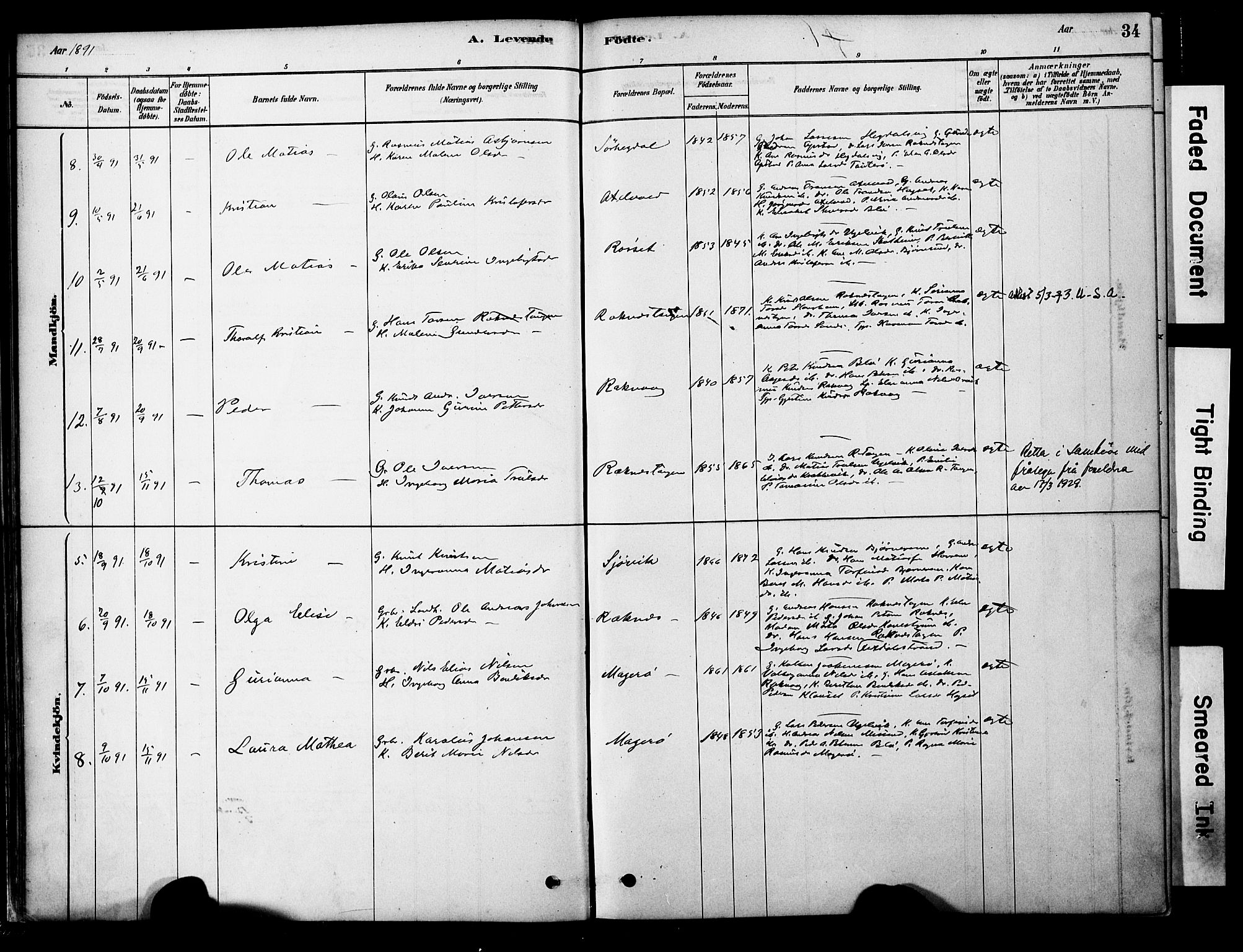 Ministerialprotokoller, klokkerbøker og fødselsregistre - Møre og Romsdal, SAT/A-1454/563/L0736: Ministerialbok nr. 563A01, 1878-1903, s. 34