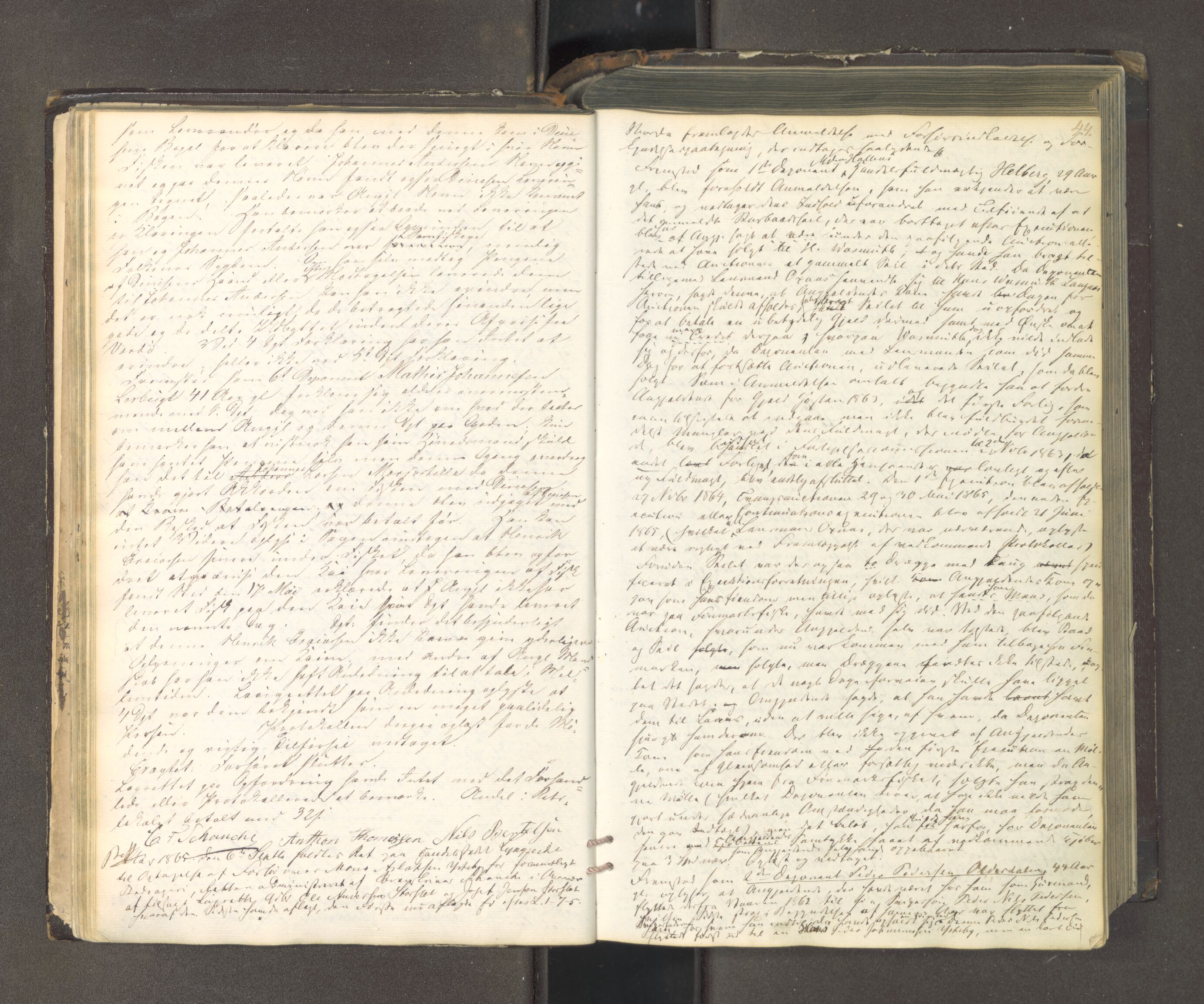 Tromsø sorenskriveri 1855-, AV/SATØ-S-0050/F/Fe/L0127: Ekstrarettsprotokoll med register, 1864-1870, s. 43b-44a