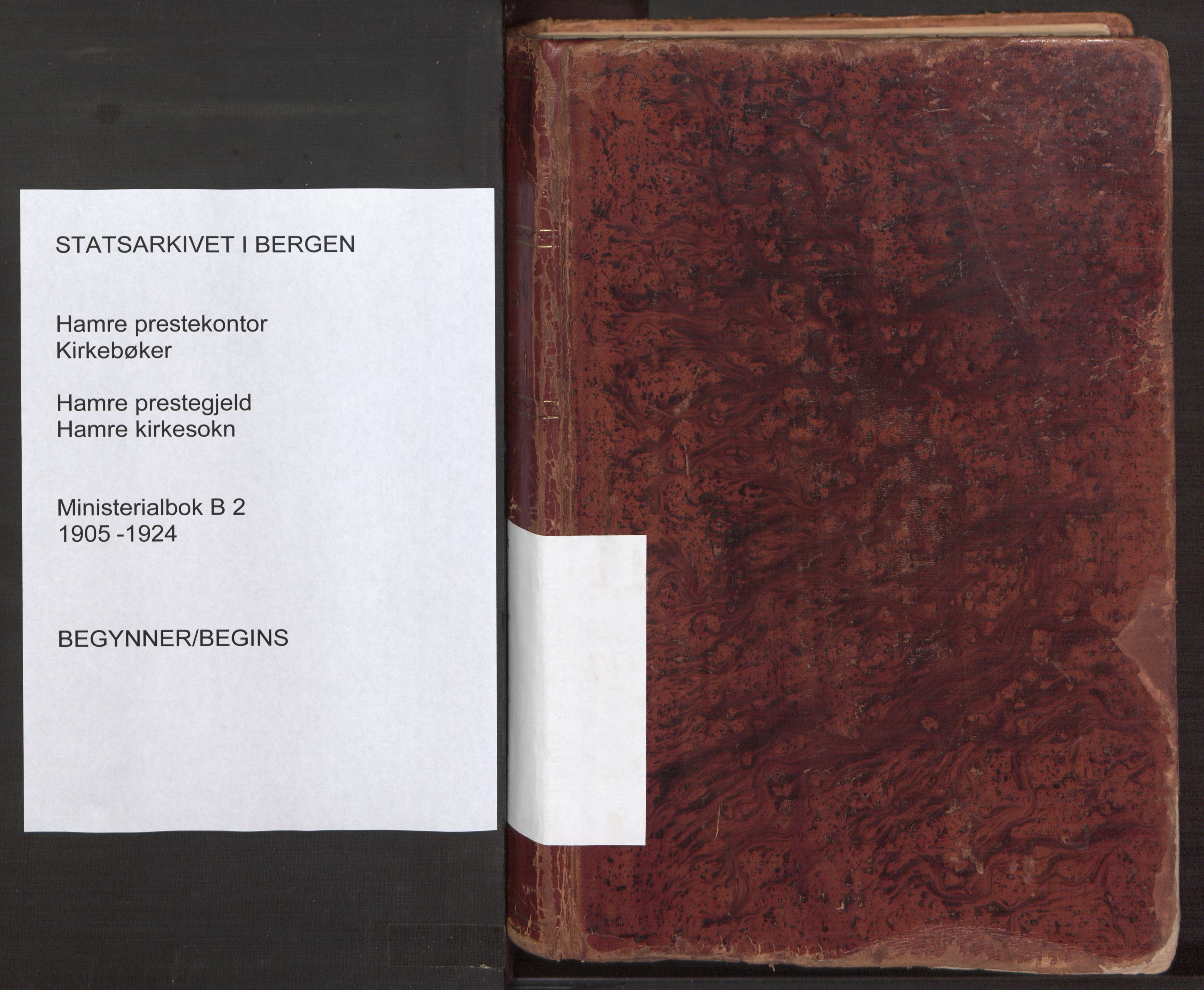 Hamre sokneprestembete, AV/SAB-A-75501/H/Ha/Haa/Haab/L0002: Ministerialbok nr. B 2, 1905-1924