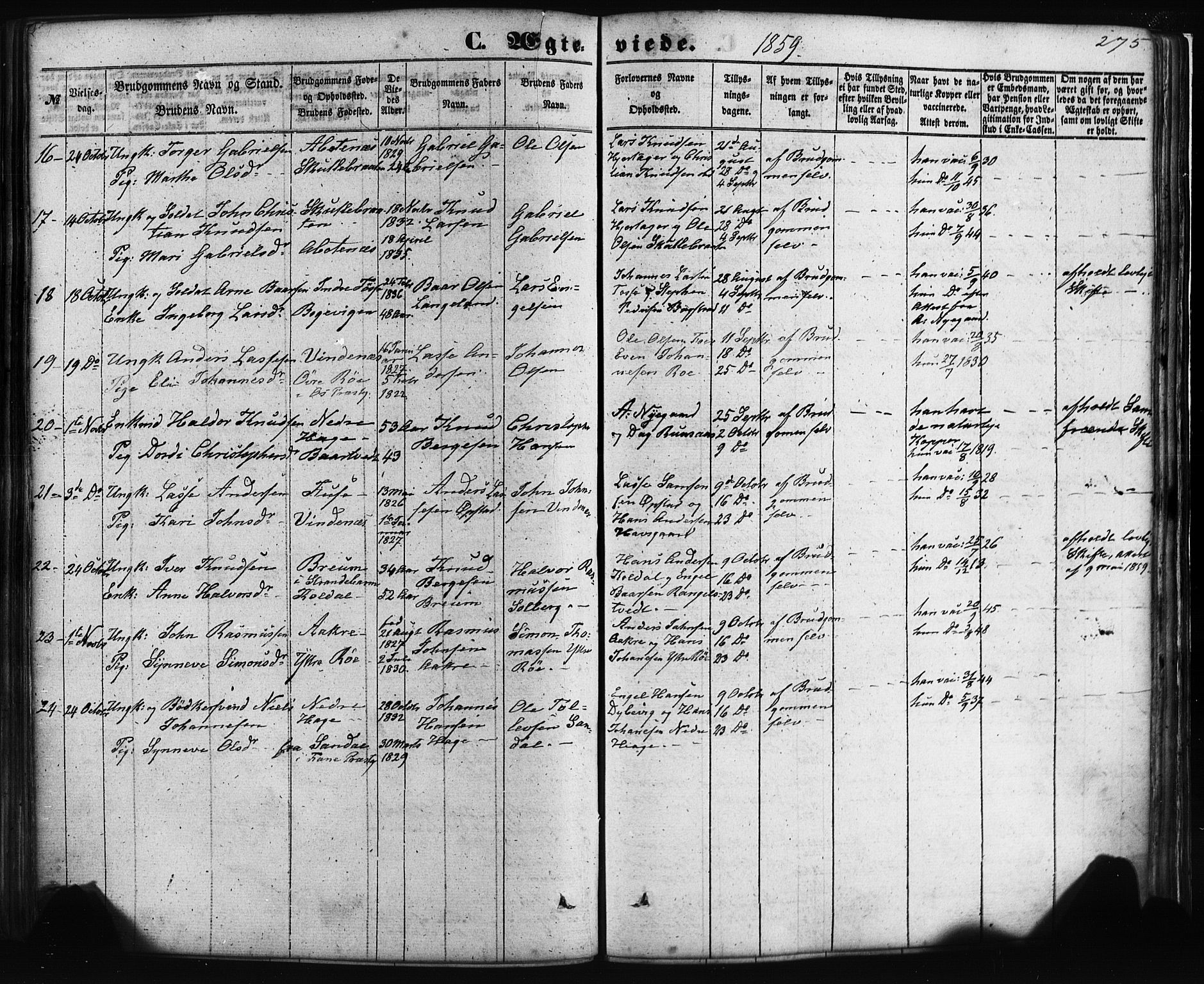 Fusa sokneprestembete, AV/SAB-A-75401/H/Haa: Ministerialbok nr. A 1I, 1855-1879, s. 275