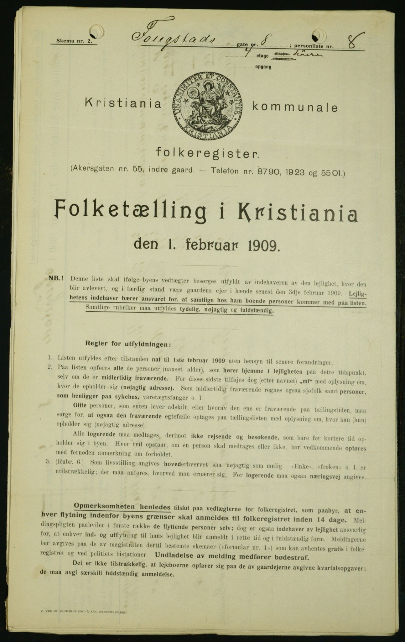 OBA, Kommunal folketelling 1.2.1909 for Kristiania kjøpstad, 1909, s. 22907