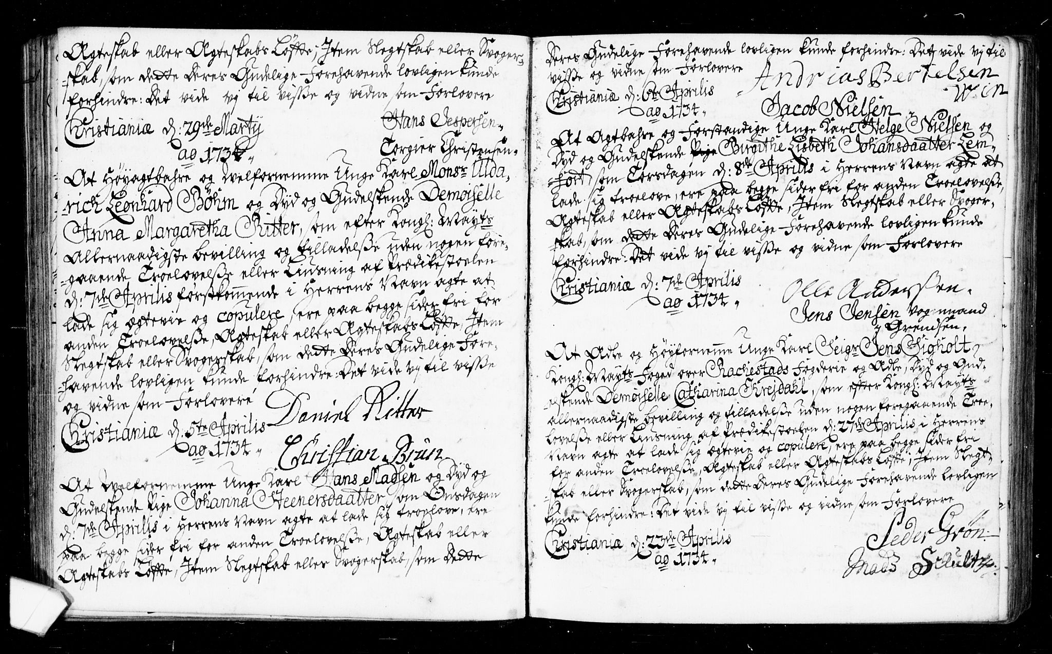Oslo domkirke Kirkebøker, AV/SAO-A-10752/L/La/L0006: Forlovererklæringer nr. 6, 1731-1743