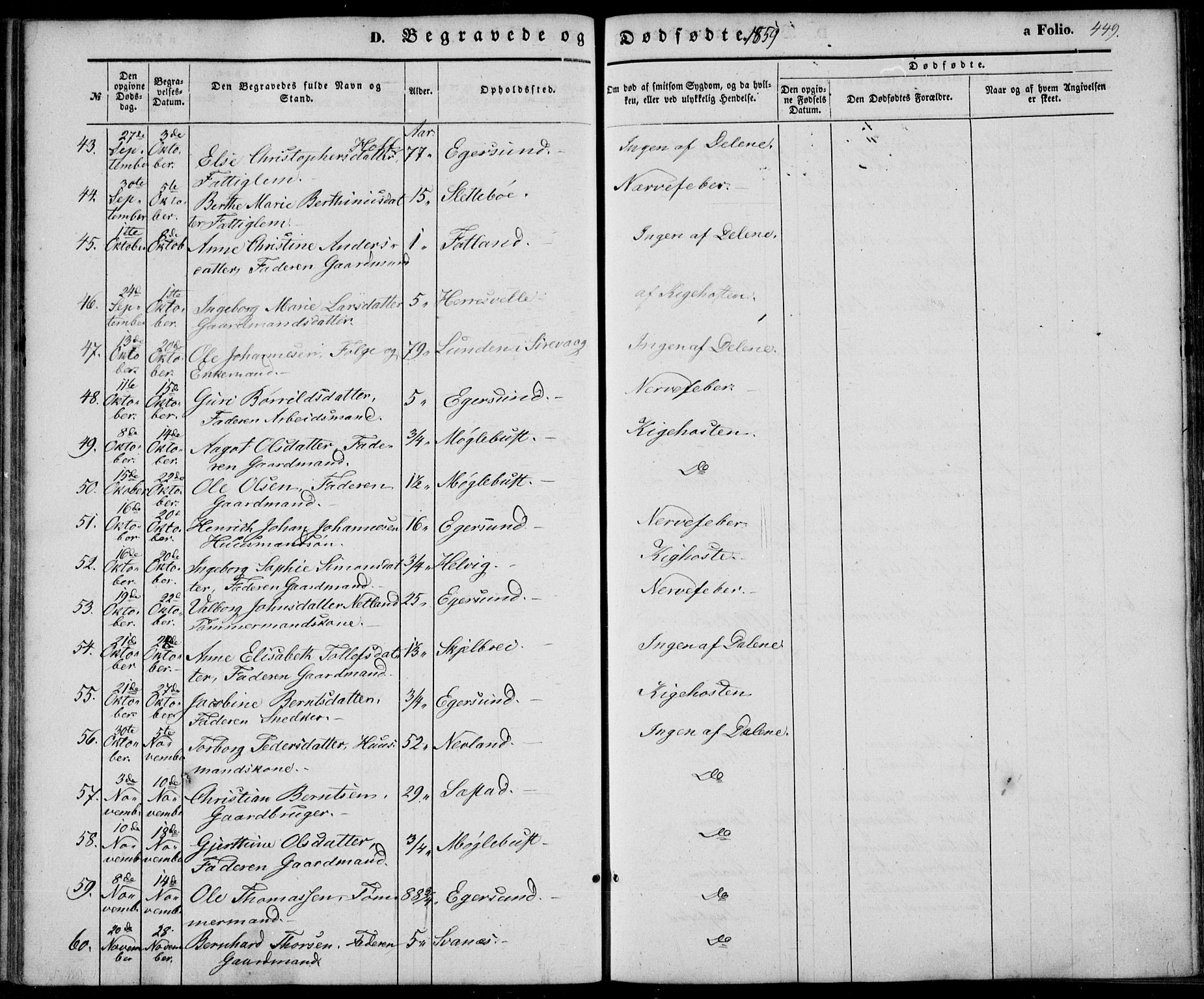 Eigersund sokneprestkontor, SAST/A-101807/S08/L0013: Ministerialbok nr. A 12.2, 1850-1865, s. 449