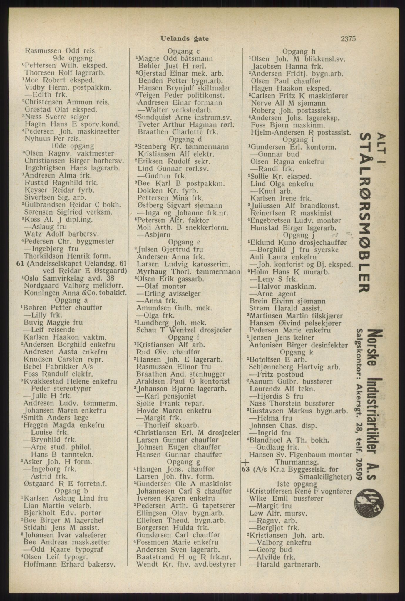 Kristiania/Oslo adressebok, PUBL/-, 1937, s. 2375