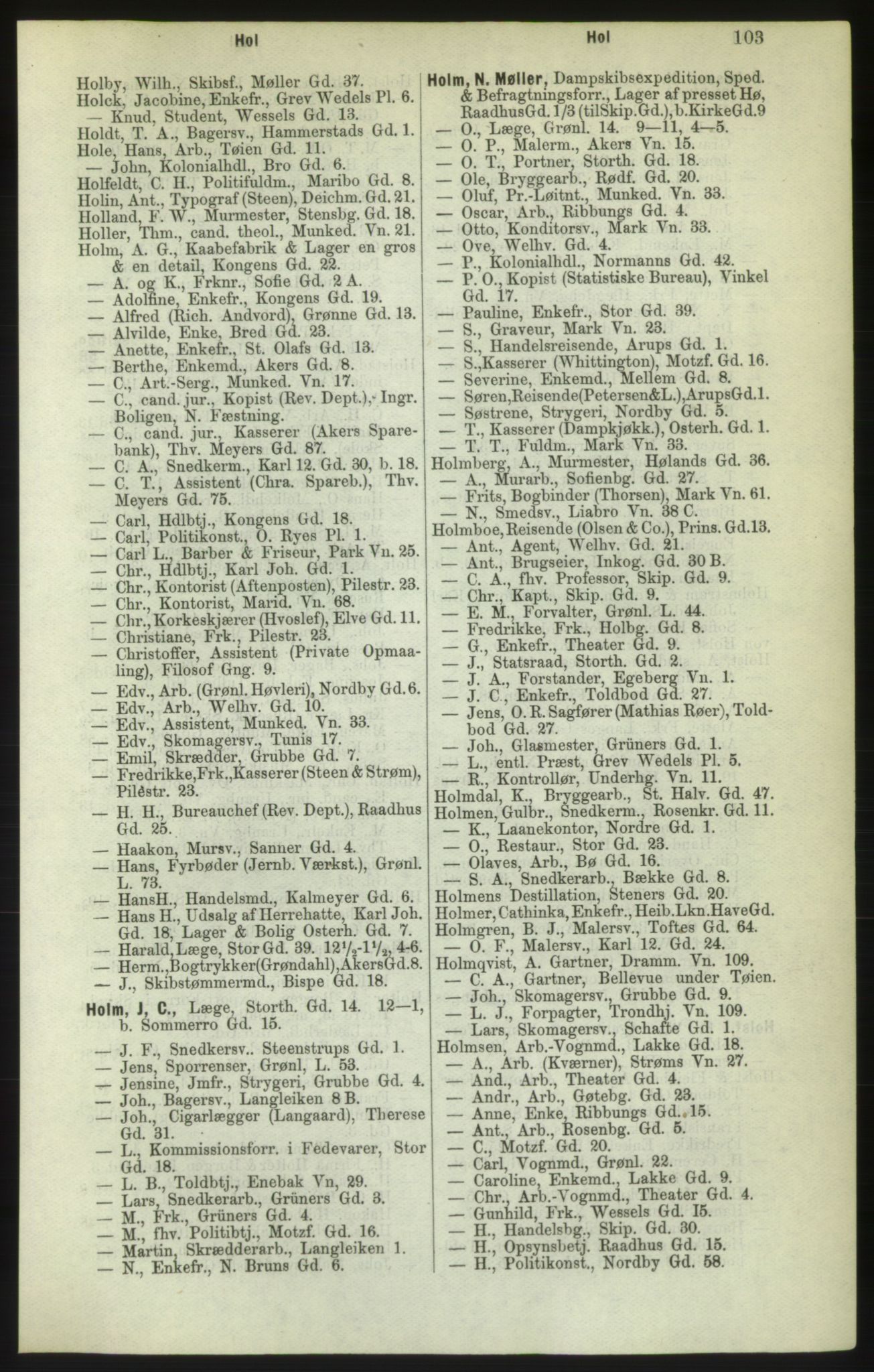 Kristiania/Oslo adressebok, PUBL/-, 1882, s. 103