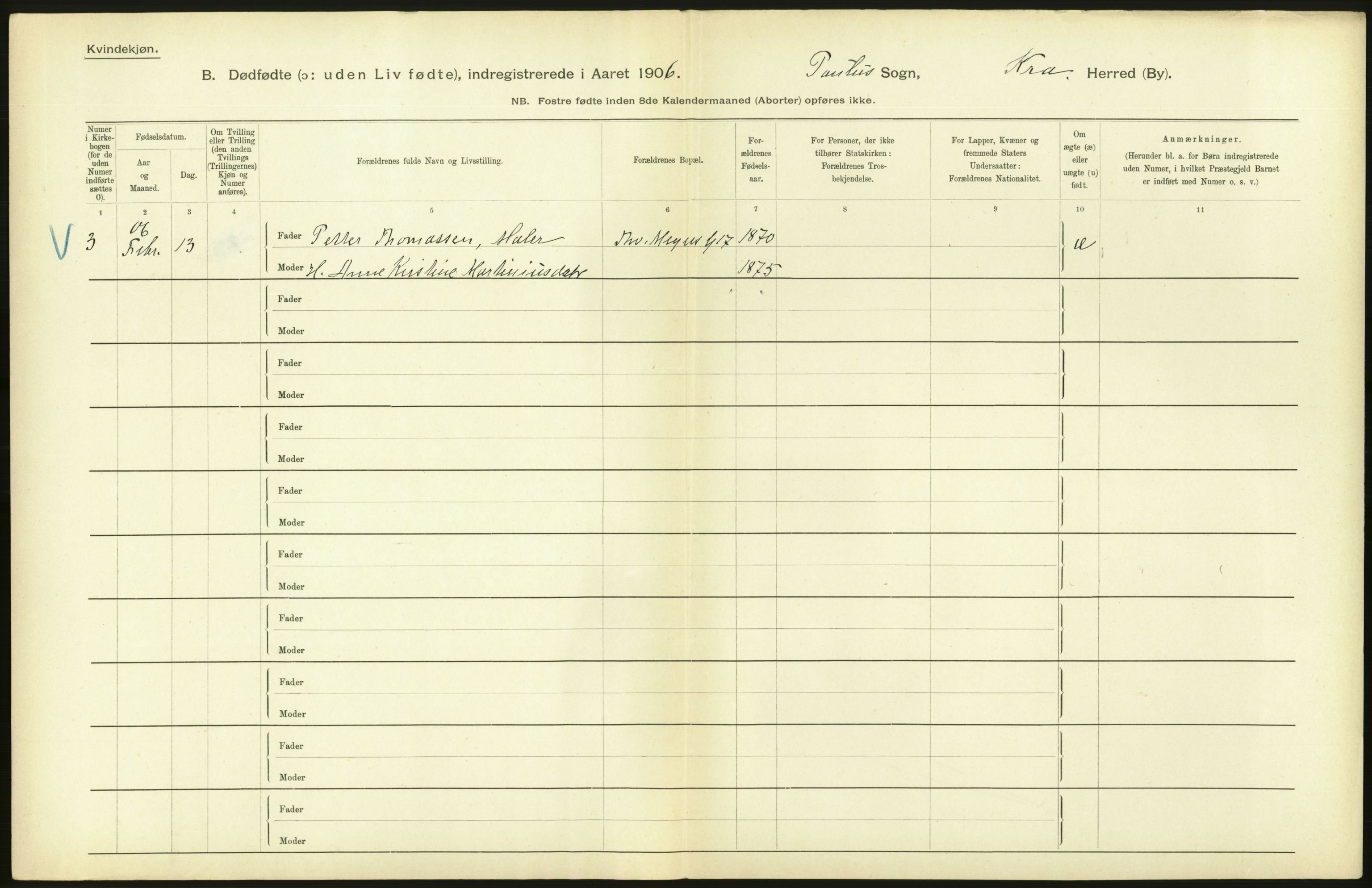 Statistisk sentralbyrå, Sosiodemografiske emner, Befolkning, AV/RA-S-2228/D/Df/Dfa/Dfad/L0010: Kristiania: Døde, dødfødte, 1906, s. 30