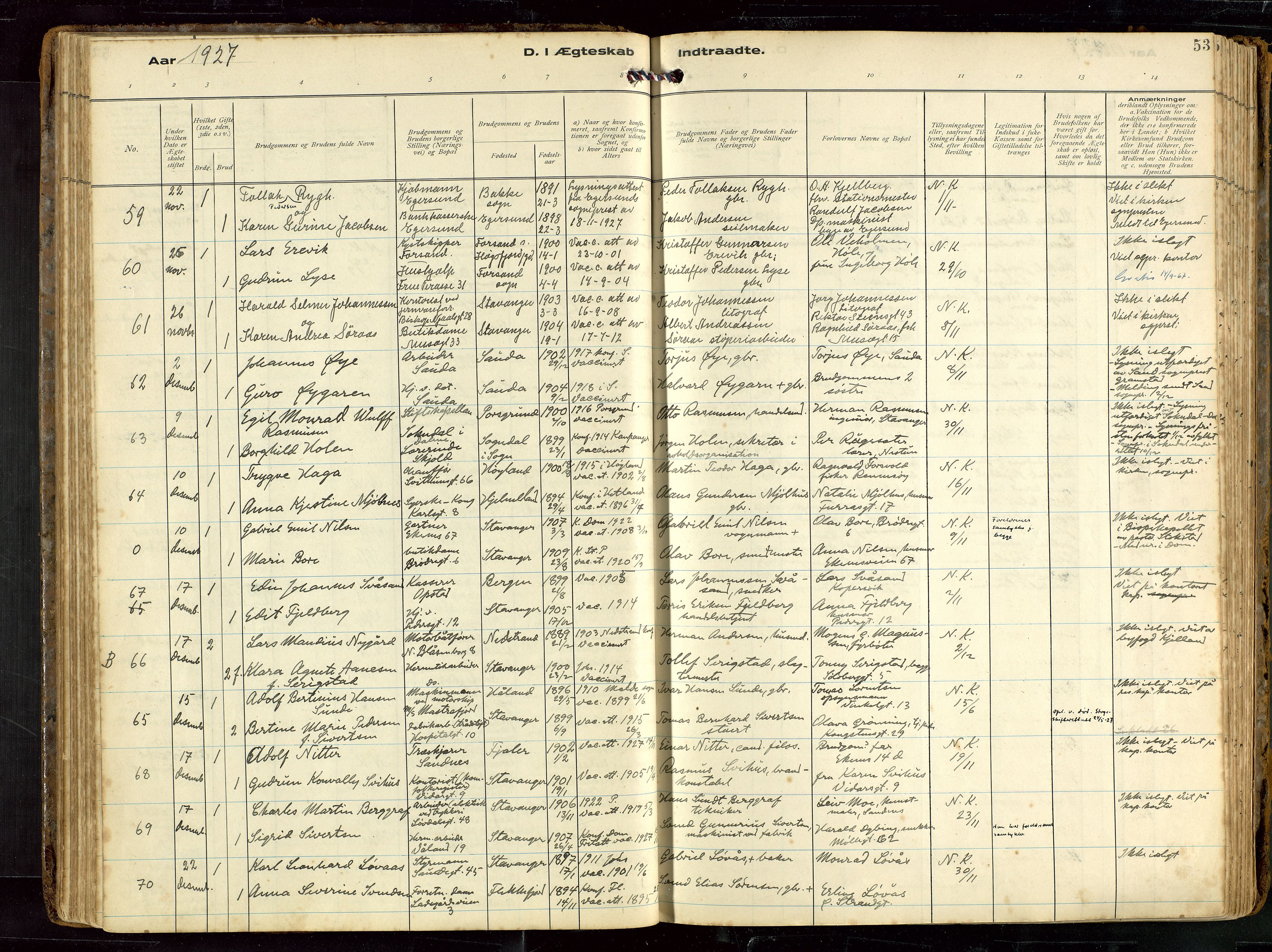 St. Petri sokneprestkontor, AV/SAST-A-101813/002/D/L0002: Ministerialbok nr. A 27, 1921-1942, s. 53