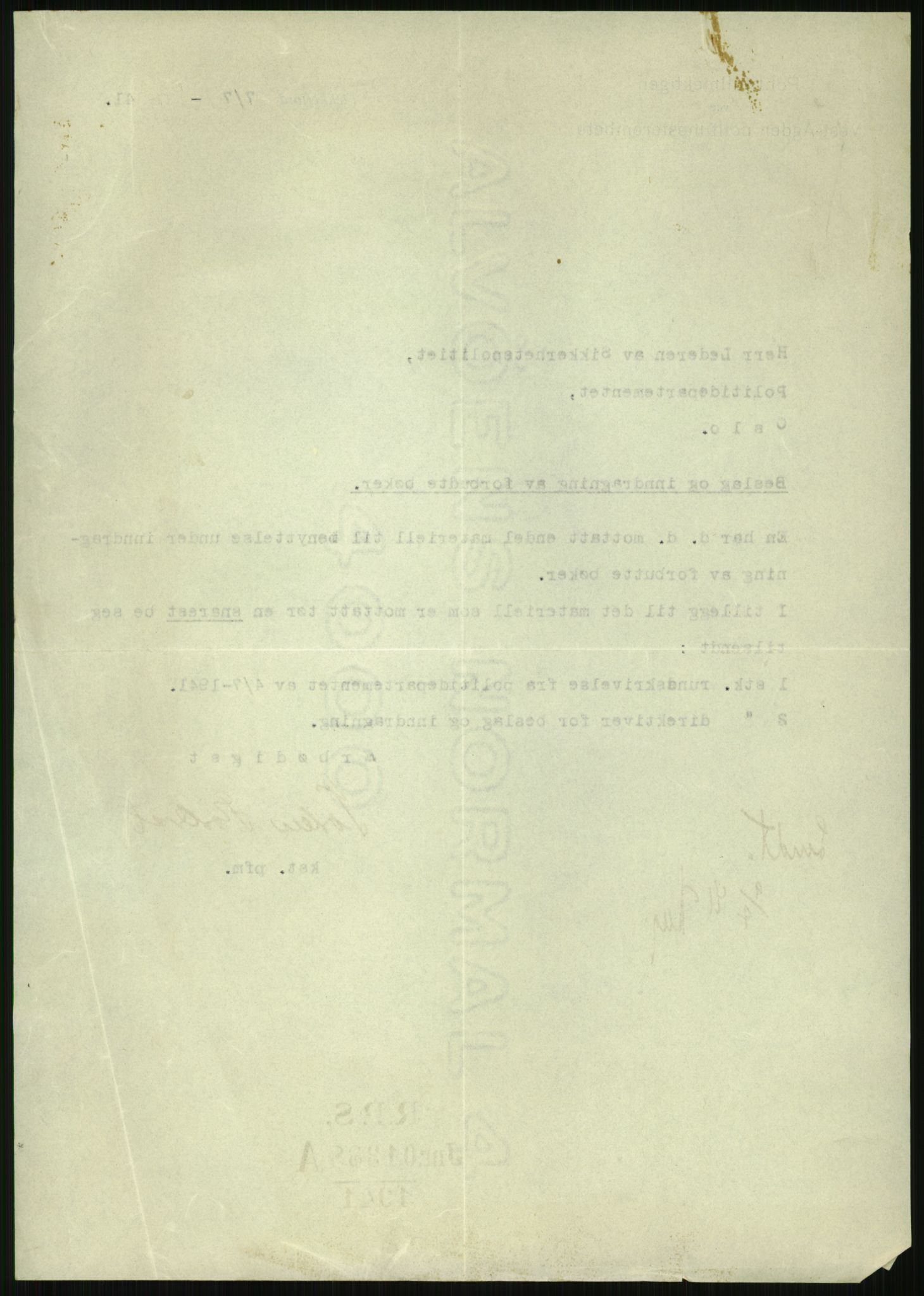 Statspolitiet - Hovedkontoret / Osloavdelingen, AV/RA-S-1329/F/L0091: Beslaglagt litteratur, 1941-1943, s. 532