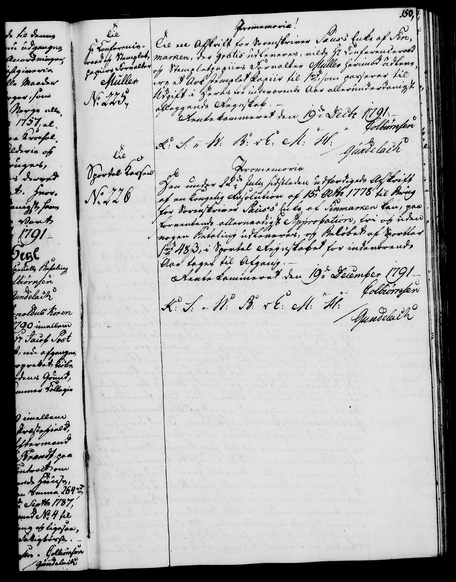 Rentekammeret, Kammerkanselliet, RA/EA-3111/G/Gg/Gga/L0015: Norsk ekspedisjonsprotokoll med register (merket RK 53.15), 1790-1791, s. 150