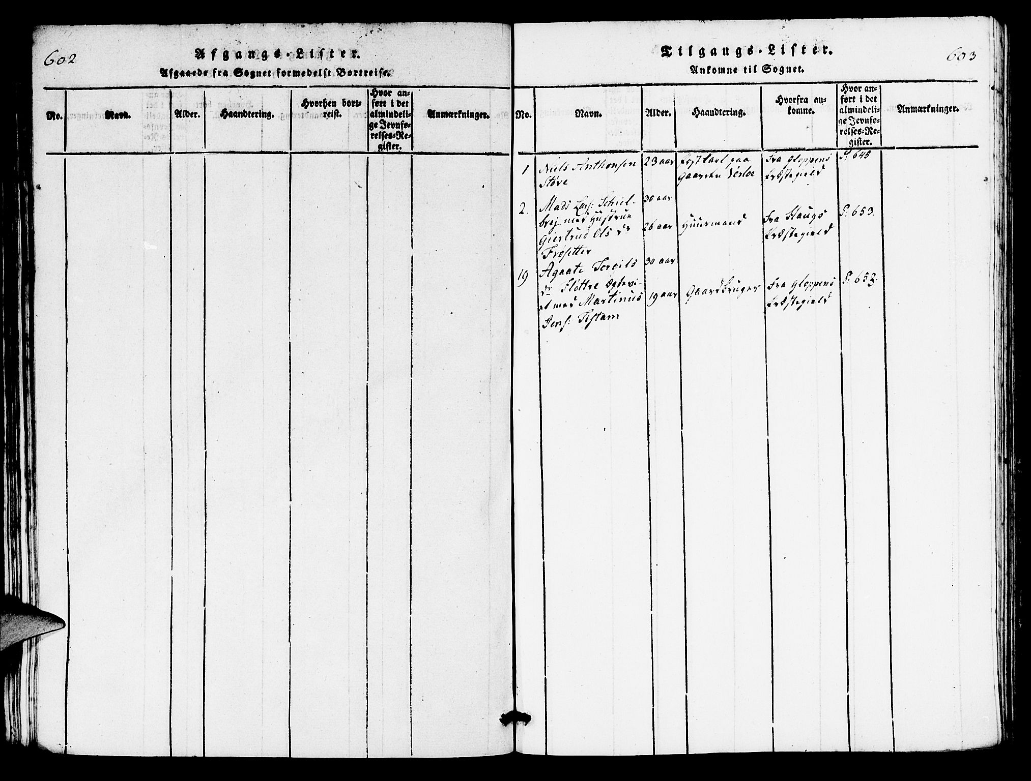 Innvik sokneprestembete, SAB/A-80501: Klokkerbok nr. C 1, 1816-1820, s. 602-603