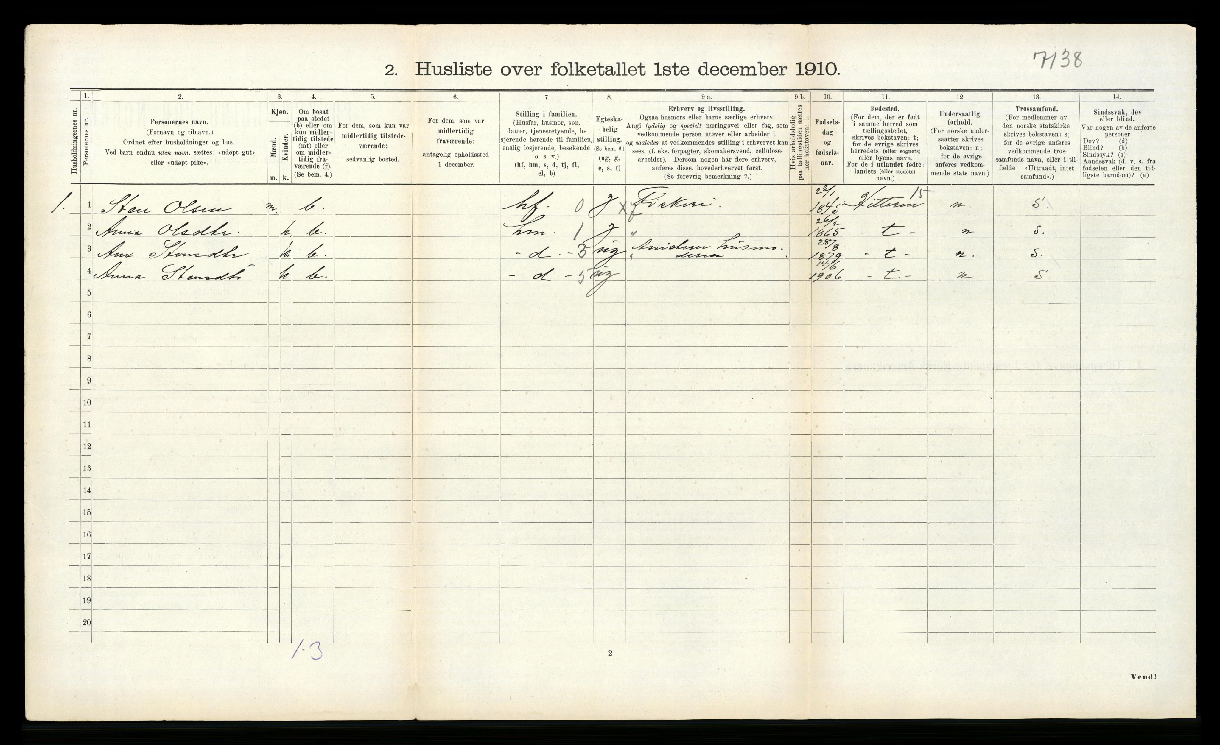 RA, Folketelling 1910 for 1620 Nord-Frøya herred, 1910, s. 425