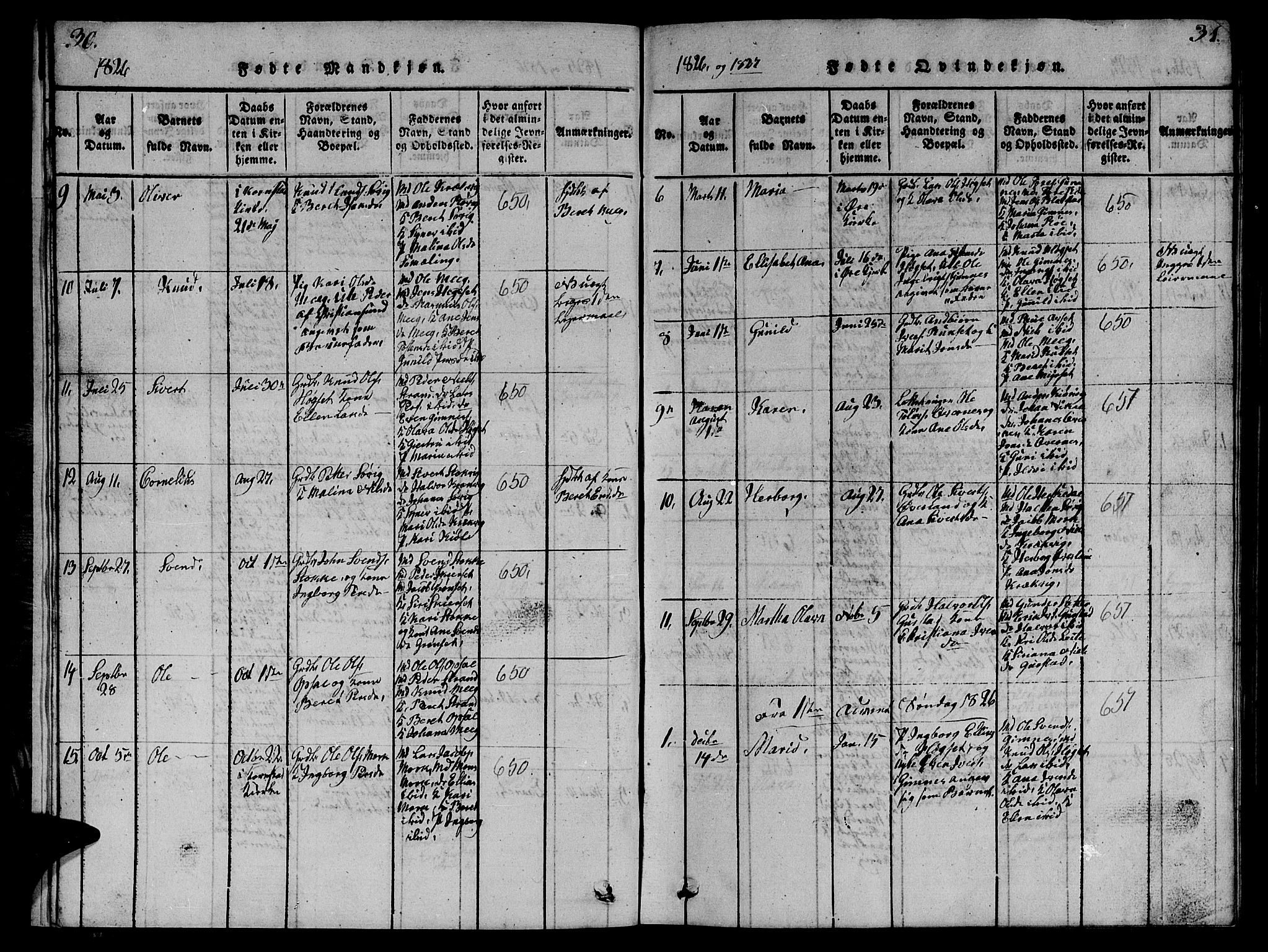 Ministerialprotokoller, klokkerbøker og fødselsregistre - Møre og Romsdal, AV/SAT-A-1454/568/L0811: Klokkerbok nr. 568C01, 1819-1828, s. 30-31