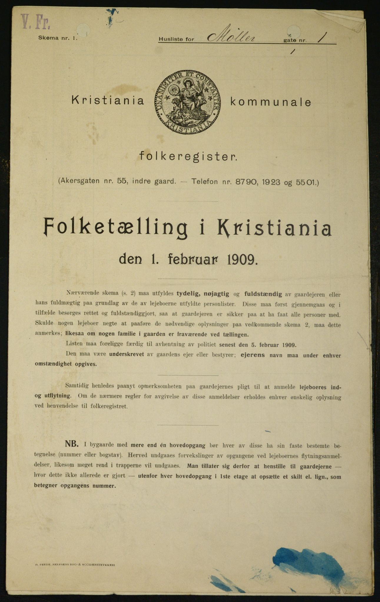 OBA, Kommunal folketelling 1.2.1909 for Kristiania kjøpstad, 1909, s. 61915