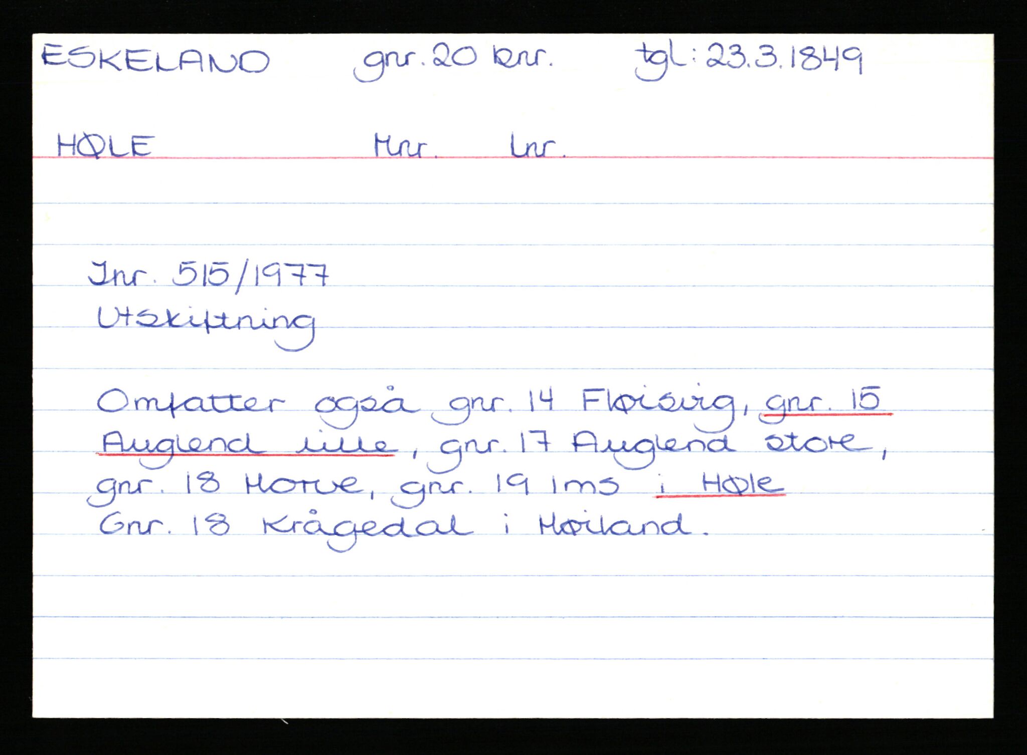 Statsarkivet i Stavanger, AV/SAST-A-101971/03/Y/Yk/L0009: Registerkort sortert etter gårdsnavn: Ersdal - Fikstveit, 1750-1930, s. 27