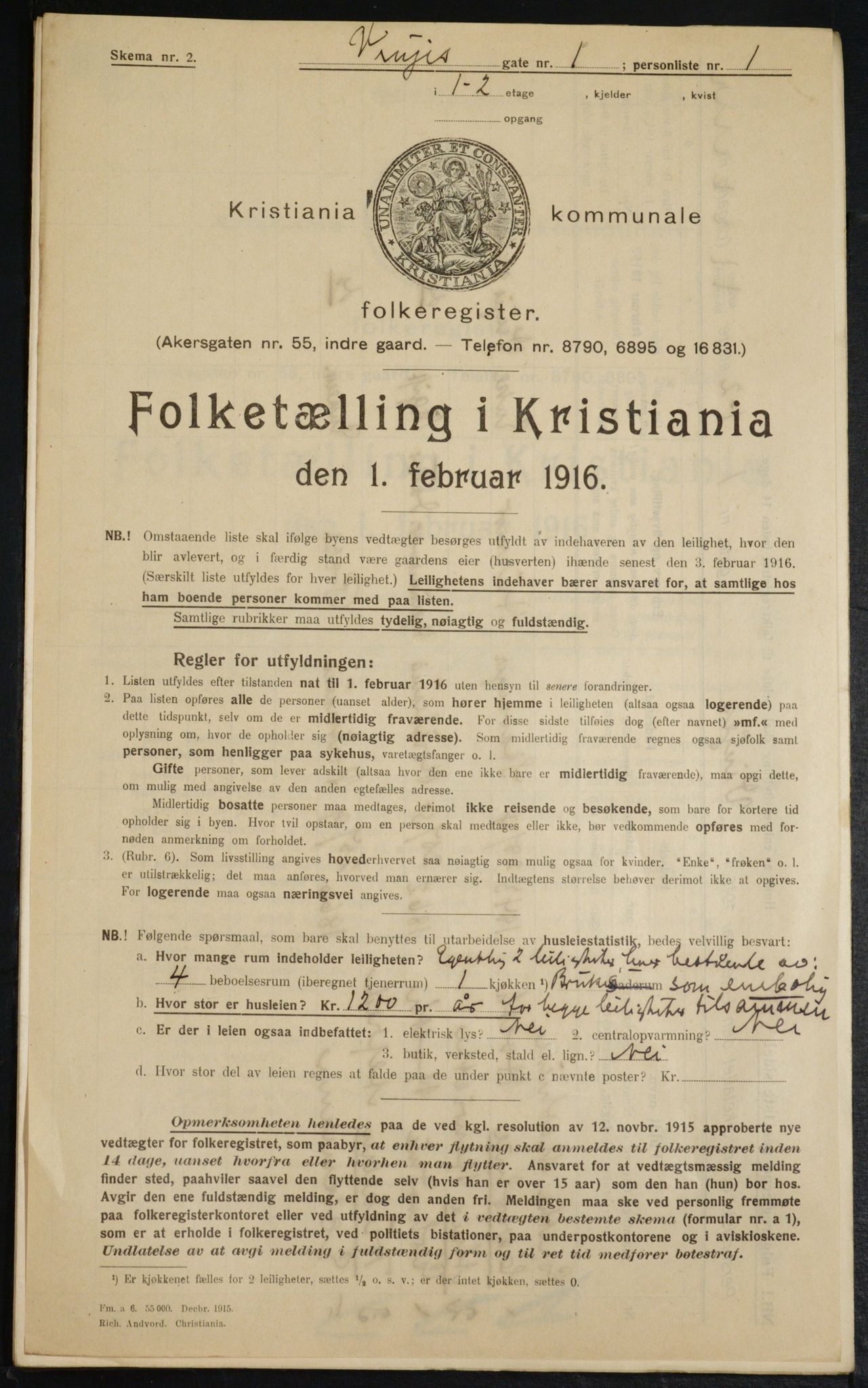 OBA, Kommunal folketelling 1.2.1916 for Kristiania, 1916, s. 127391