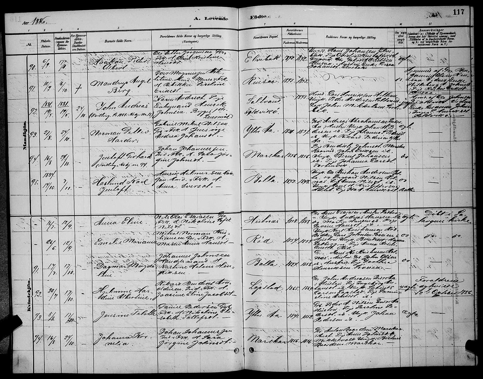 Ibestad sokneprestembete, AV/SATØ-S-0077/H/Ha/Hab/L0007klokker: Klokkerbok nr. 7, 1879-1889, s. 117