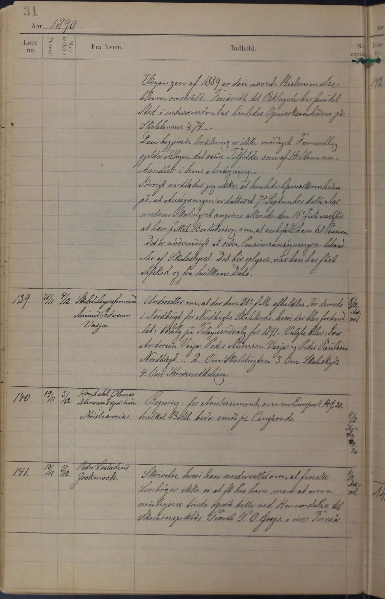 Tysfjord kommune. Skolestyret, AIN/K-18500.510/220/L0002: Brevjournal for Tysfjord Skolestyre, 1890-1910