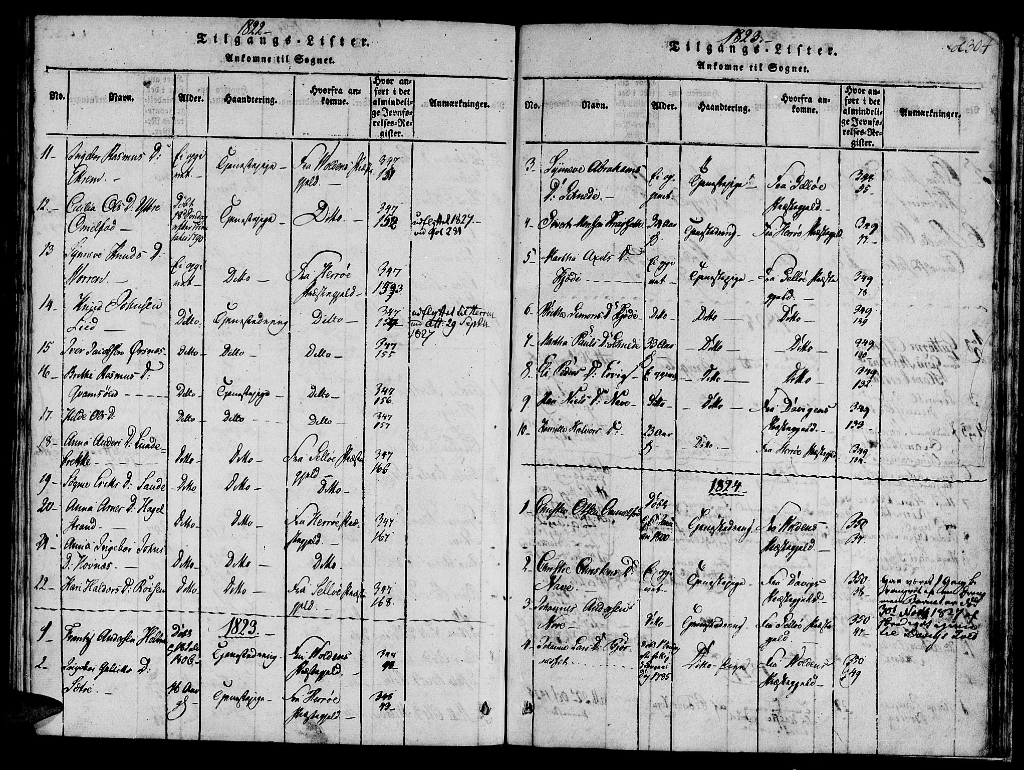 Ministerialprotokoller, klokkerbøker og fødselsregistre - Møre og Romsdal, SAT/A-1454/501/L0004: Ministerialbok nr. 501A04, 1816-1831, s. 304