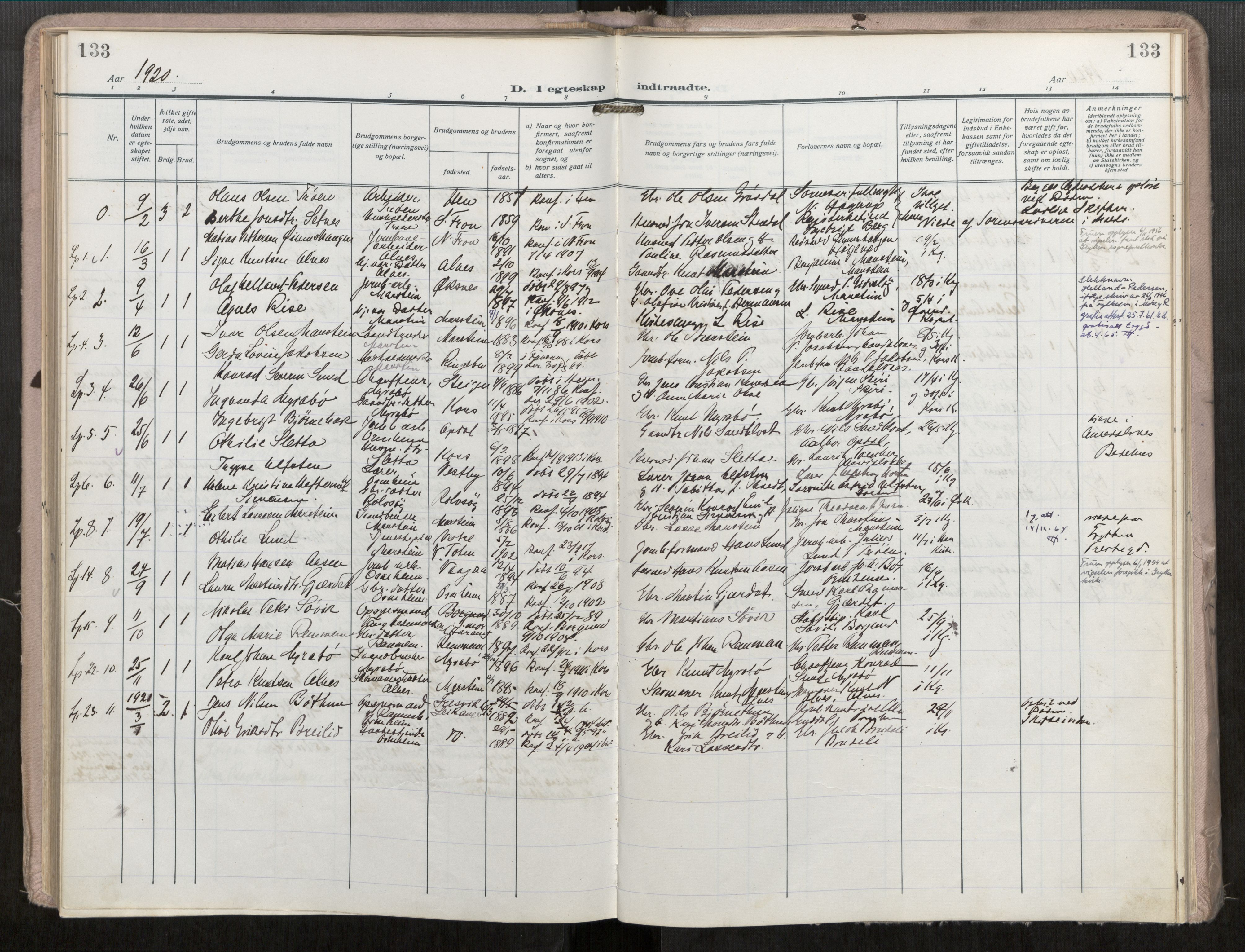Ministerialprotokoller, klokkerbøker og fødselsregistre - Møre og Romsdal, AV/SAT-A-1454/546/L0601: Ministerialbok nr. 546A04, 1919-1956, s. 133