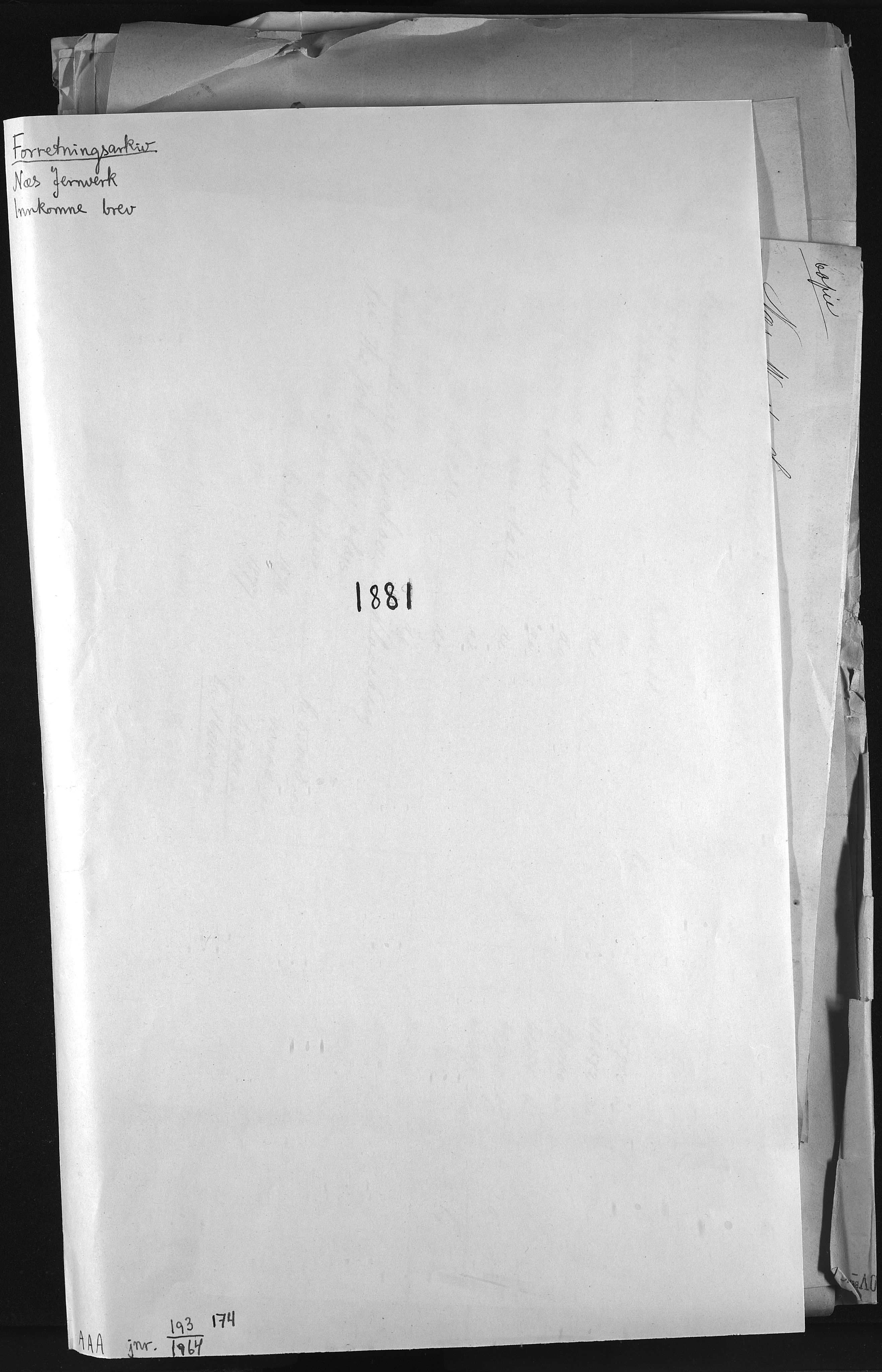 Baaseland Jernverk og Næs Jernverk, NESJ/NJM-001/01/01/L0037: Innkomne brev - arkivkode 174-177, 1881-1884