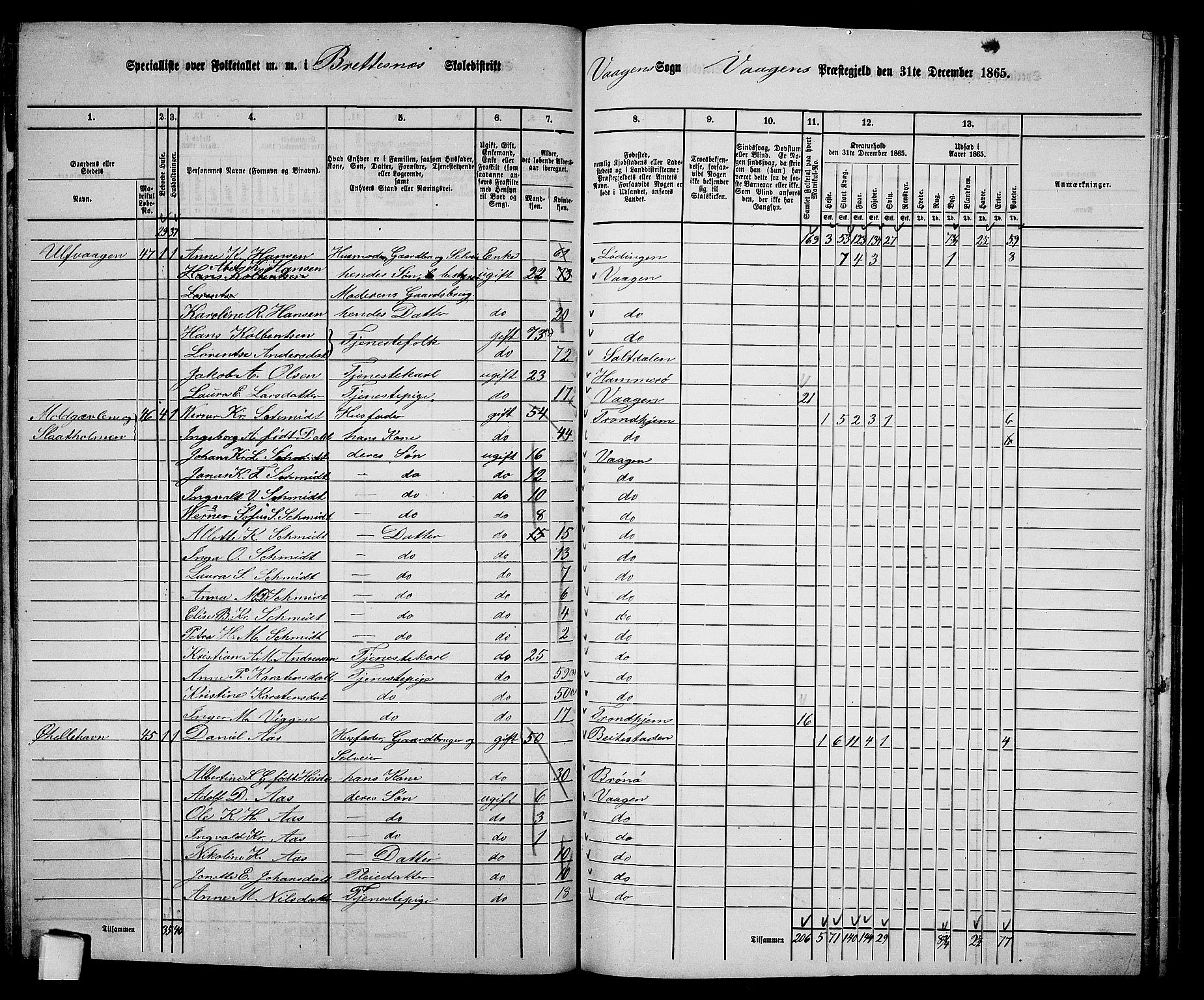 RA, Folketelling 1865 for 1865P Vågan prestegjeld, 1865, s. 87