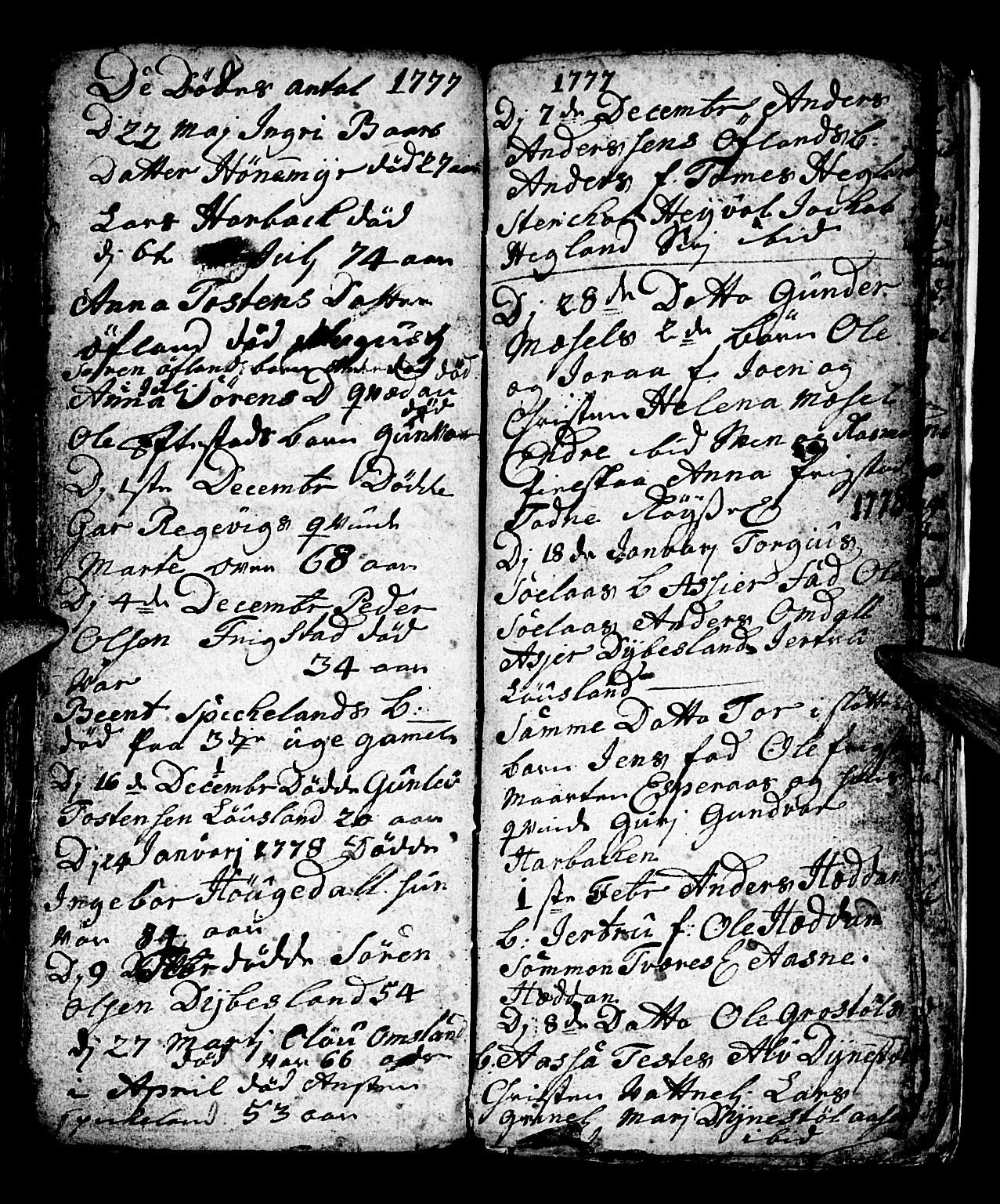 Bjelland sokneprestkontor, SAK/1111-0005/F/Fb/Fbb/L0001: Klokkerbok nr. B 1, 1732-1782