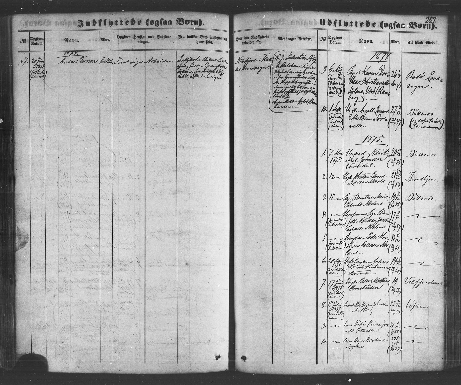 Ministerialprotokoller, klokkerbøker og fødselsregistre - Nordland, SAT/A-1459/885/L1203: Ministerialbok nr. 885A04, 1859-1877, s. 257